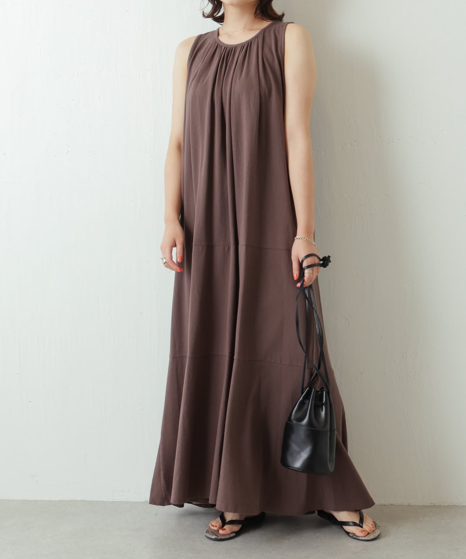 楽ちんキレイ リブ楊柳ロングワンピース Jena Espace Merveilleux ジェナ エスパスメルヴェイユ レディース Pal Closet パルクローゼット パルグループ公式ファッション通販サイト