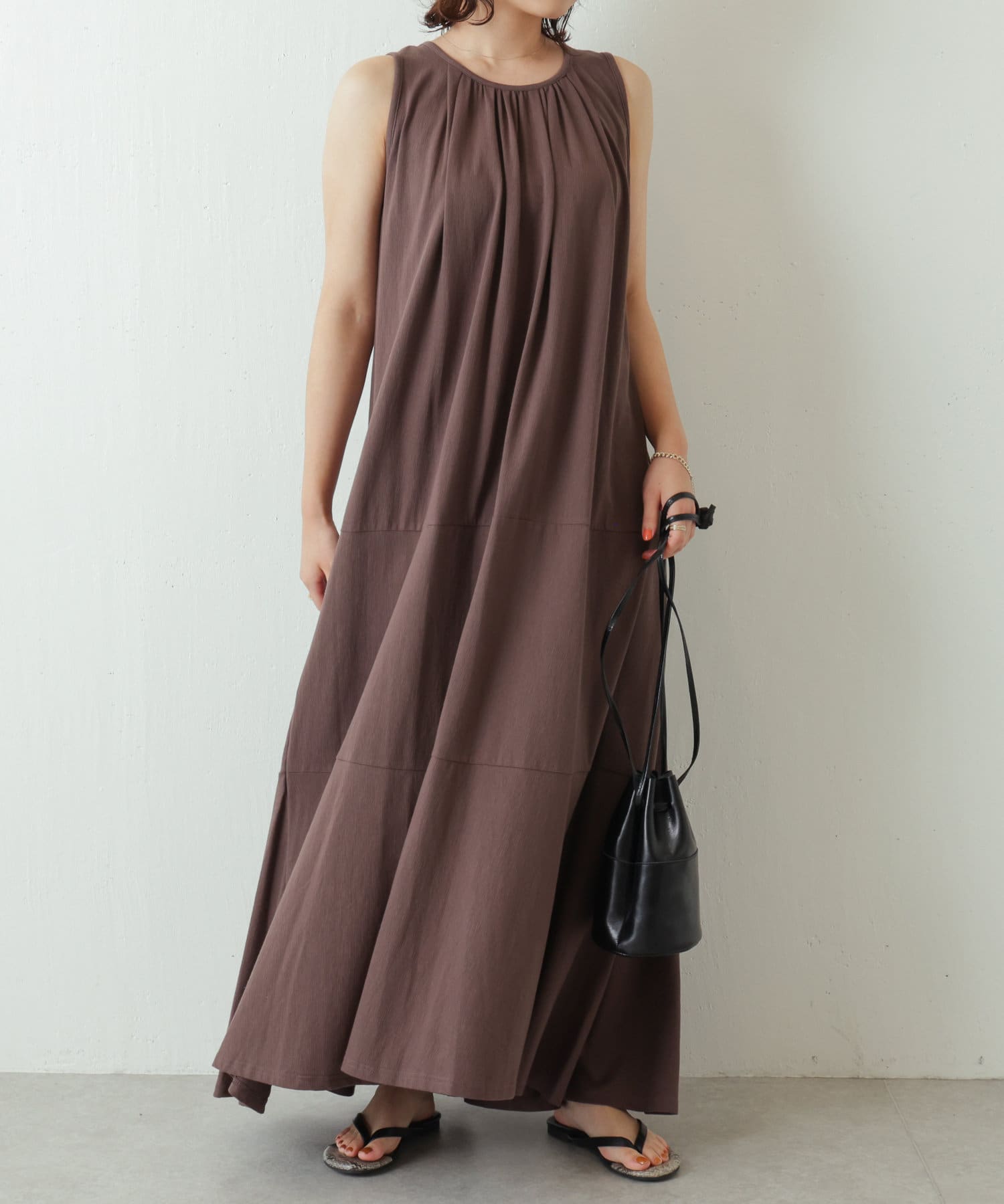 楽ちんキレイ リブ楊柳ロングワンピース Jena Espace Merveilleux ジェナ エスパスメルヴェイユ レディース Pal Closet パルクローゼット パルグループ公式ファッション通販サイト