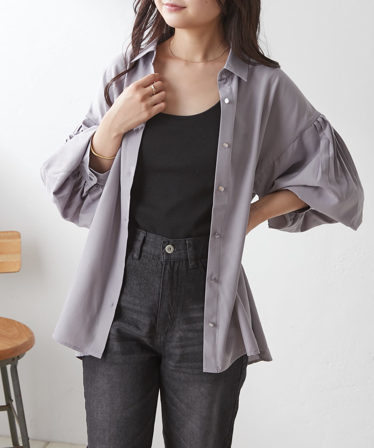 NICE CLAUP / OLIVE des OLIVE OUTLET(ナイスクラップ  / オリーブ デ オリーブ アウトレット) 袖ボリュームシャツ