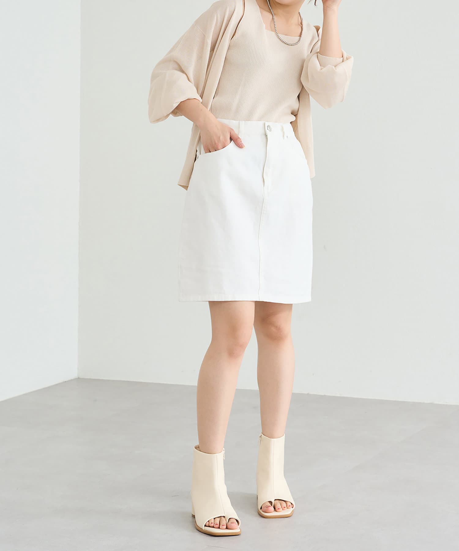 natural couture(ナチュラルクチュール) WEB限定デニム台形ミニスカート