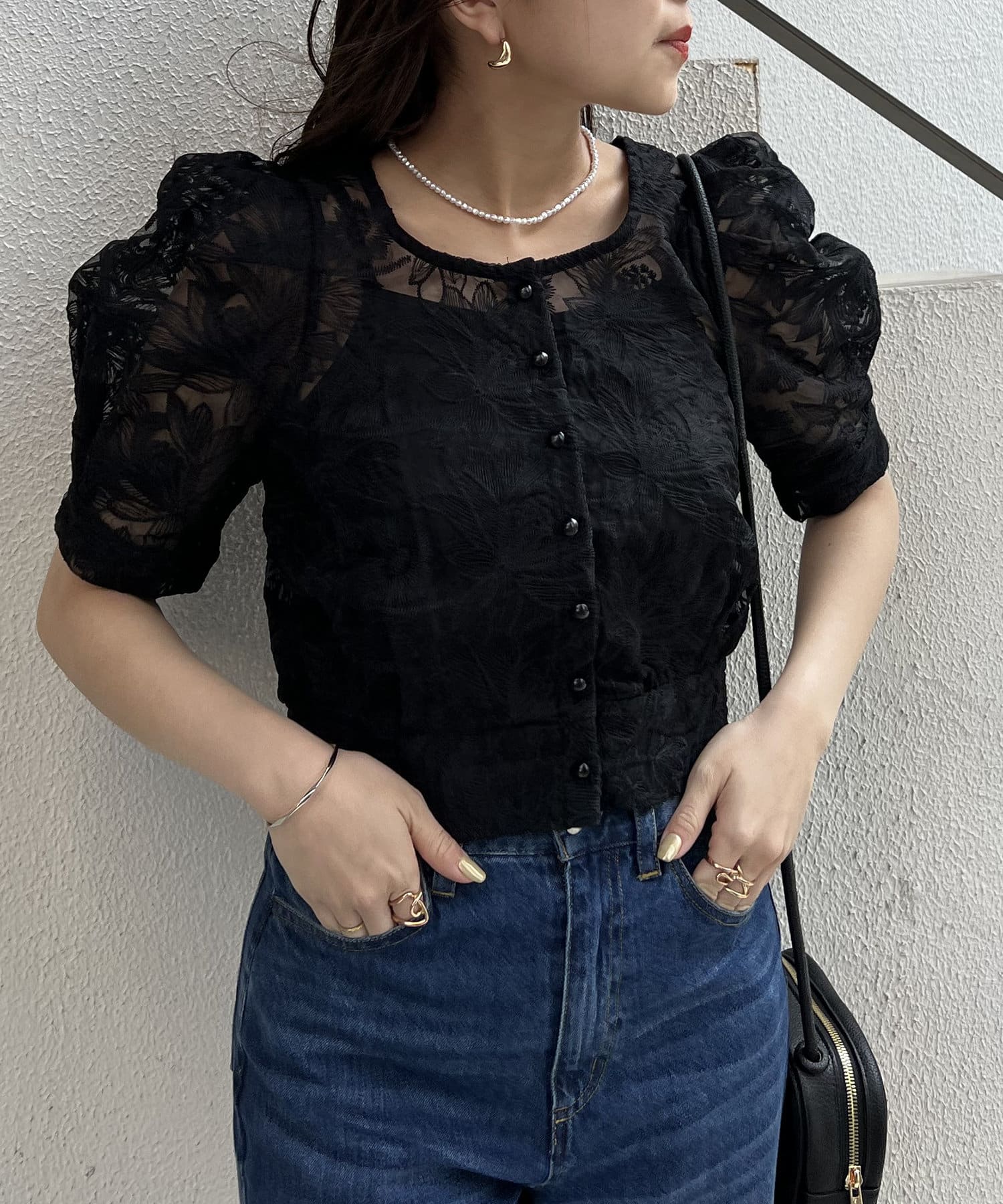 リバイバルアイテム】インナーSETオーガン刺繍ブラウス | NICE CLAUP