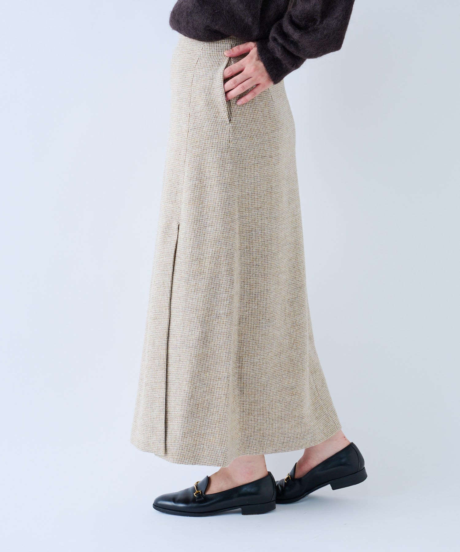 AURALEE WOOL HAIRLINE LIGHT TWEED SKIRT mr-karimx.com