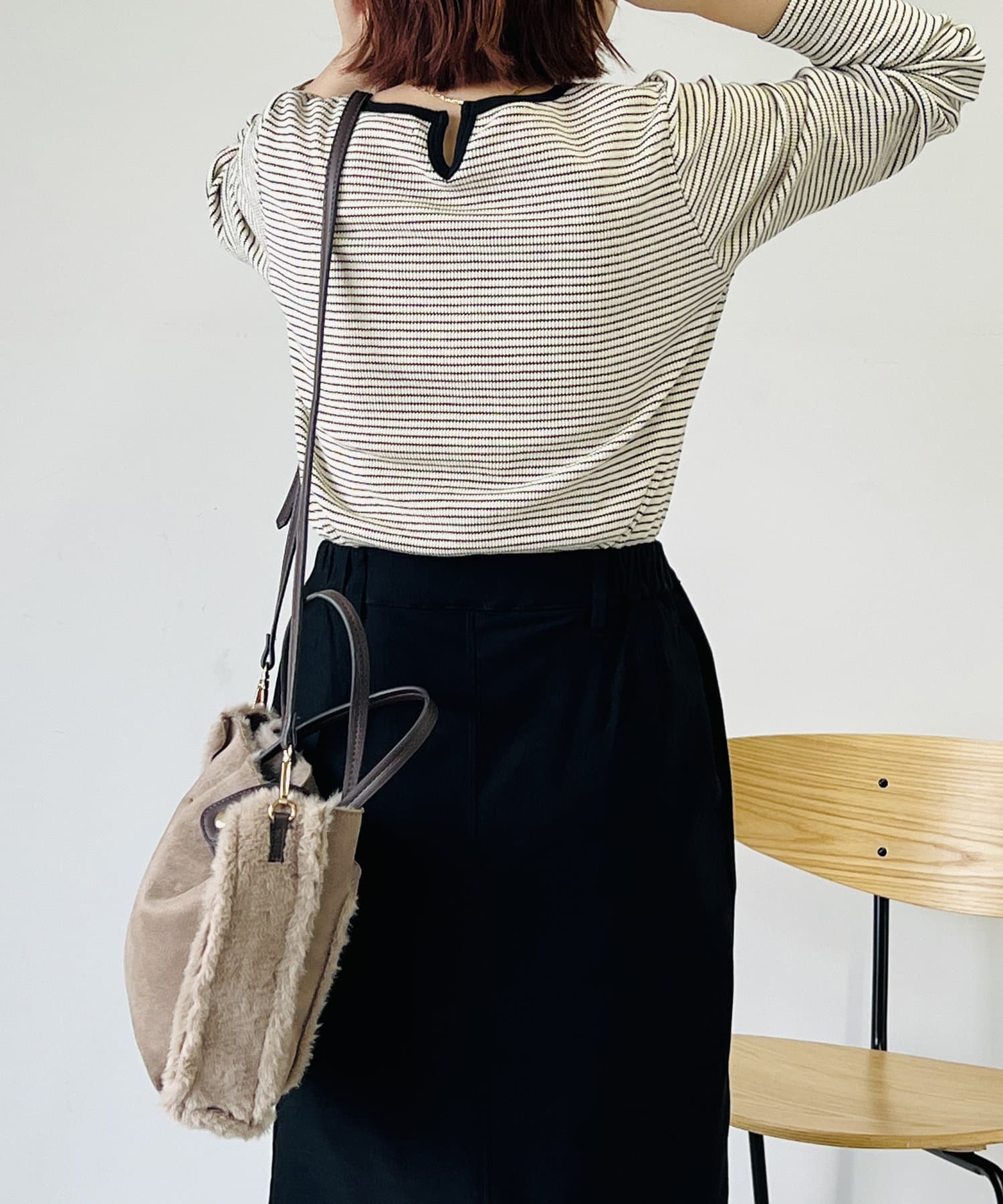 un dix cors(アンディコール) 【1つは持っていたい定番アイテム】ワッフルテレコボーダーカットソー