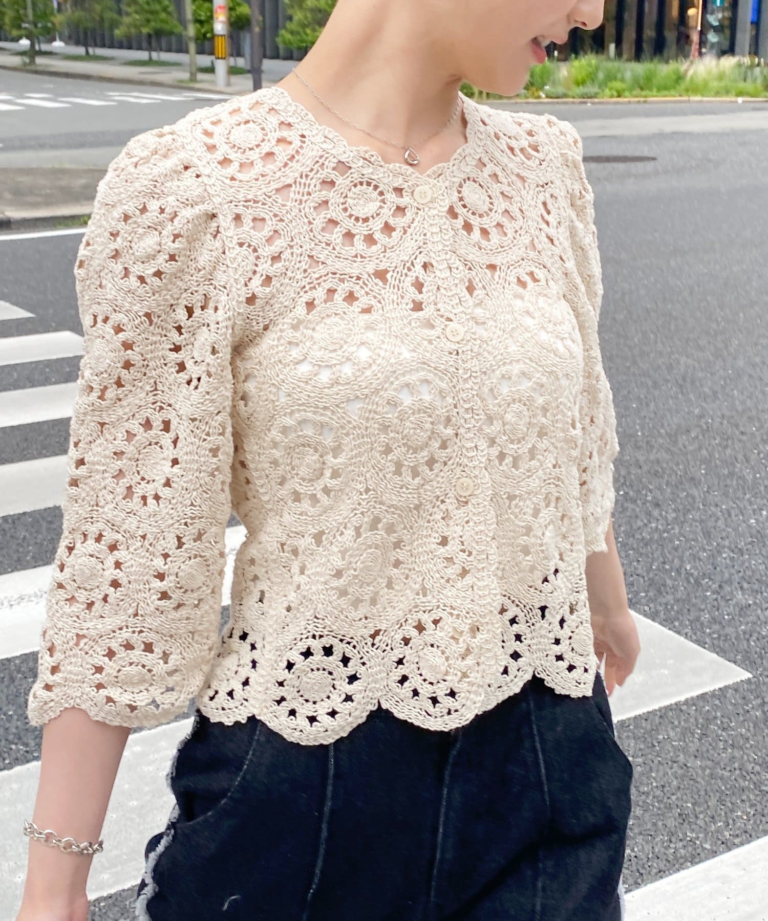 スペイン製 クロシェ編みフラメンコシージョ ターコイズ 新品