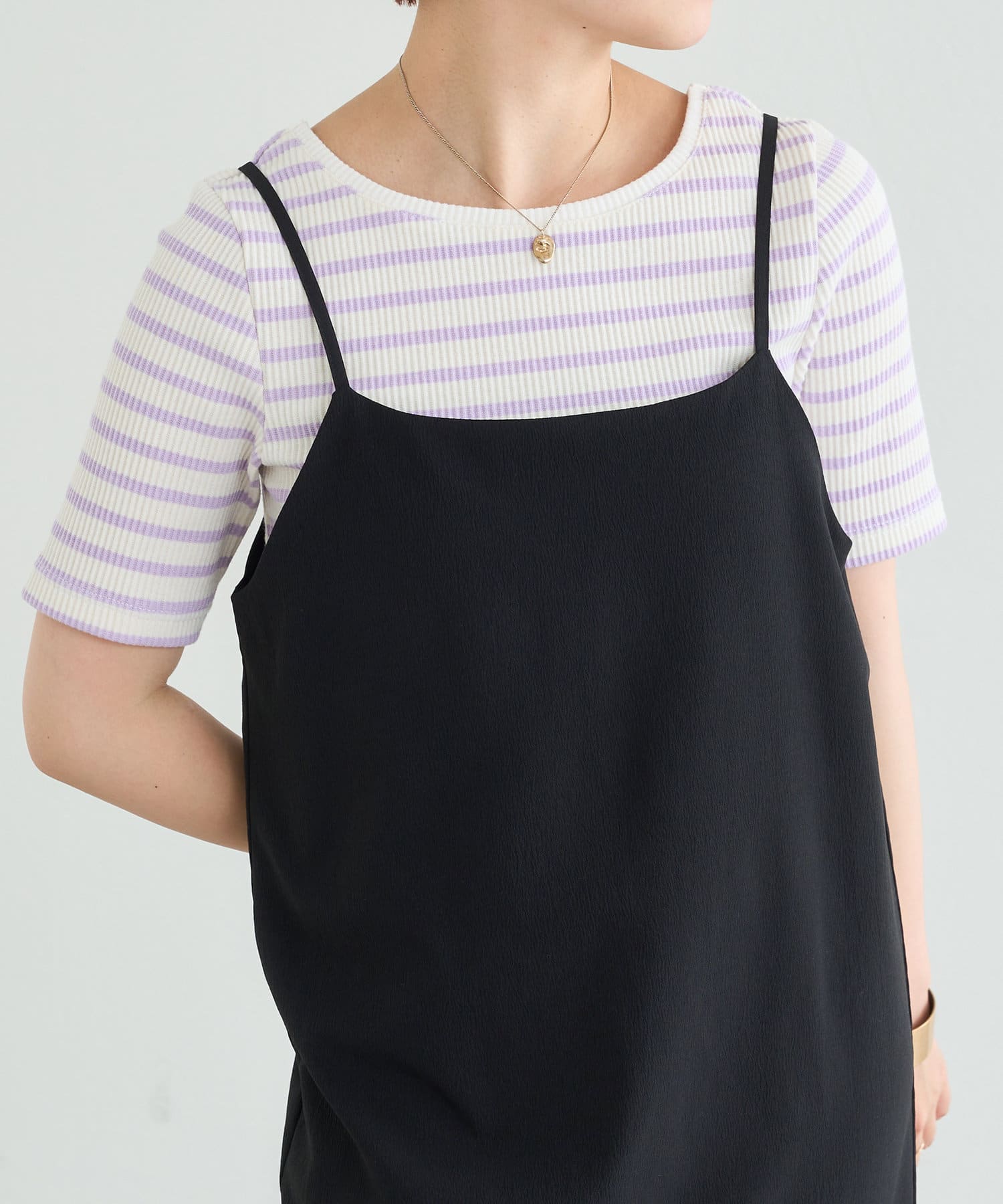 natural couture(ナチュラルクチュール) WEB限定/ねじりオープンバックテレコＴ