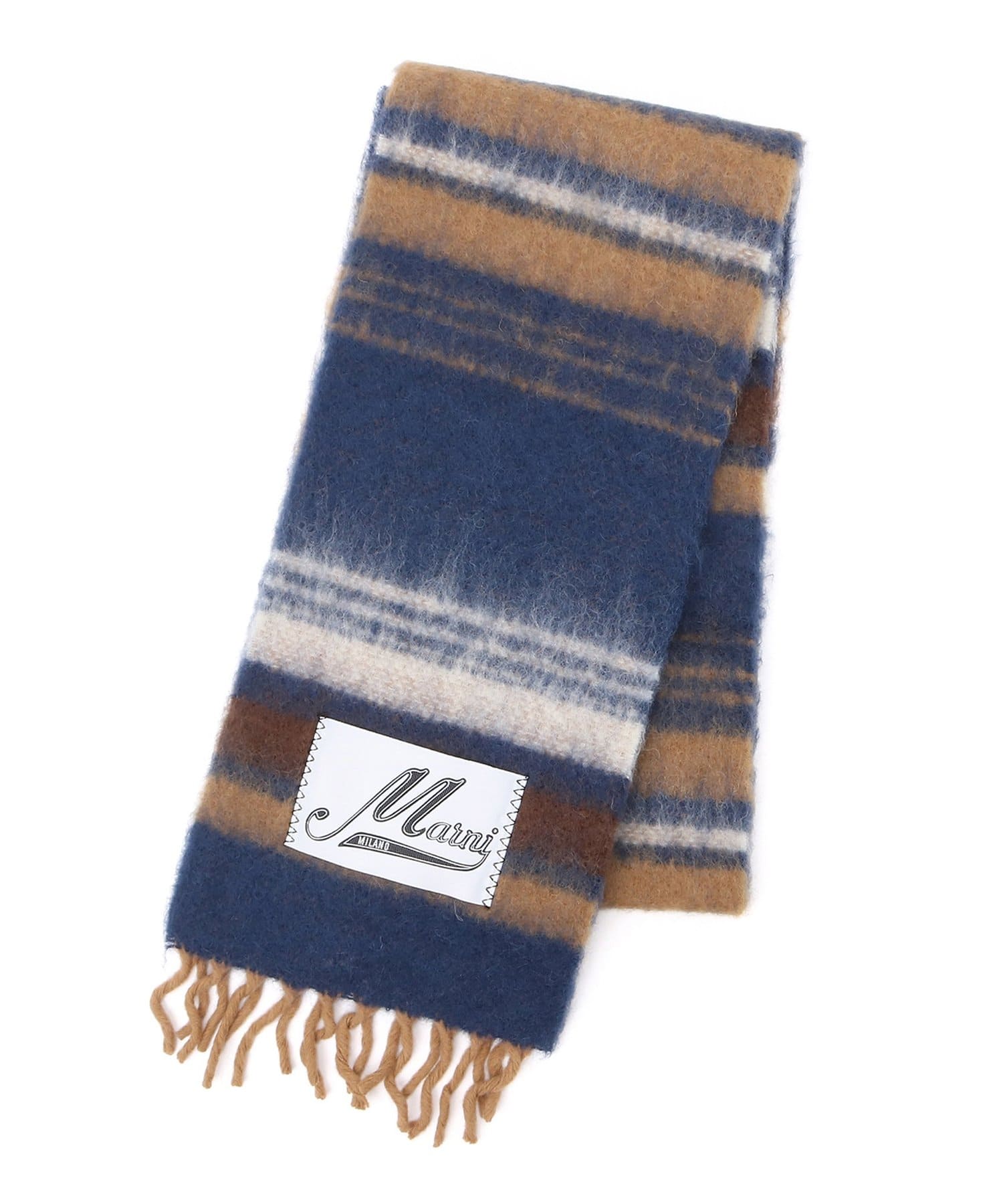 marniマルニ ストライプ ロゴパッチ マフラー - greatriverarts.com