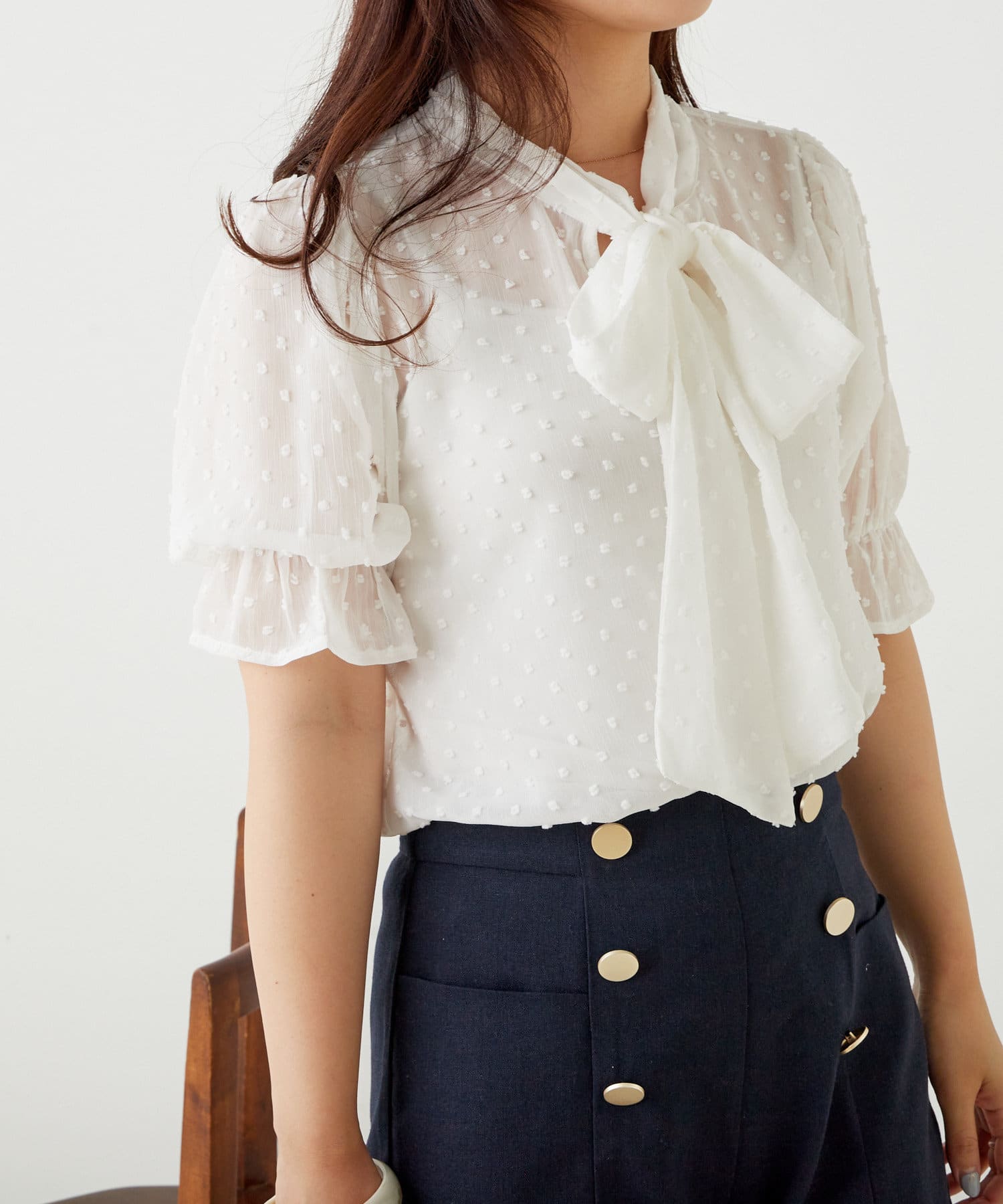 ドットドビーボウタイブラウス | NICE CLAUP / OLIVE des OLIVE OUTLET 