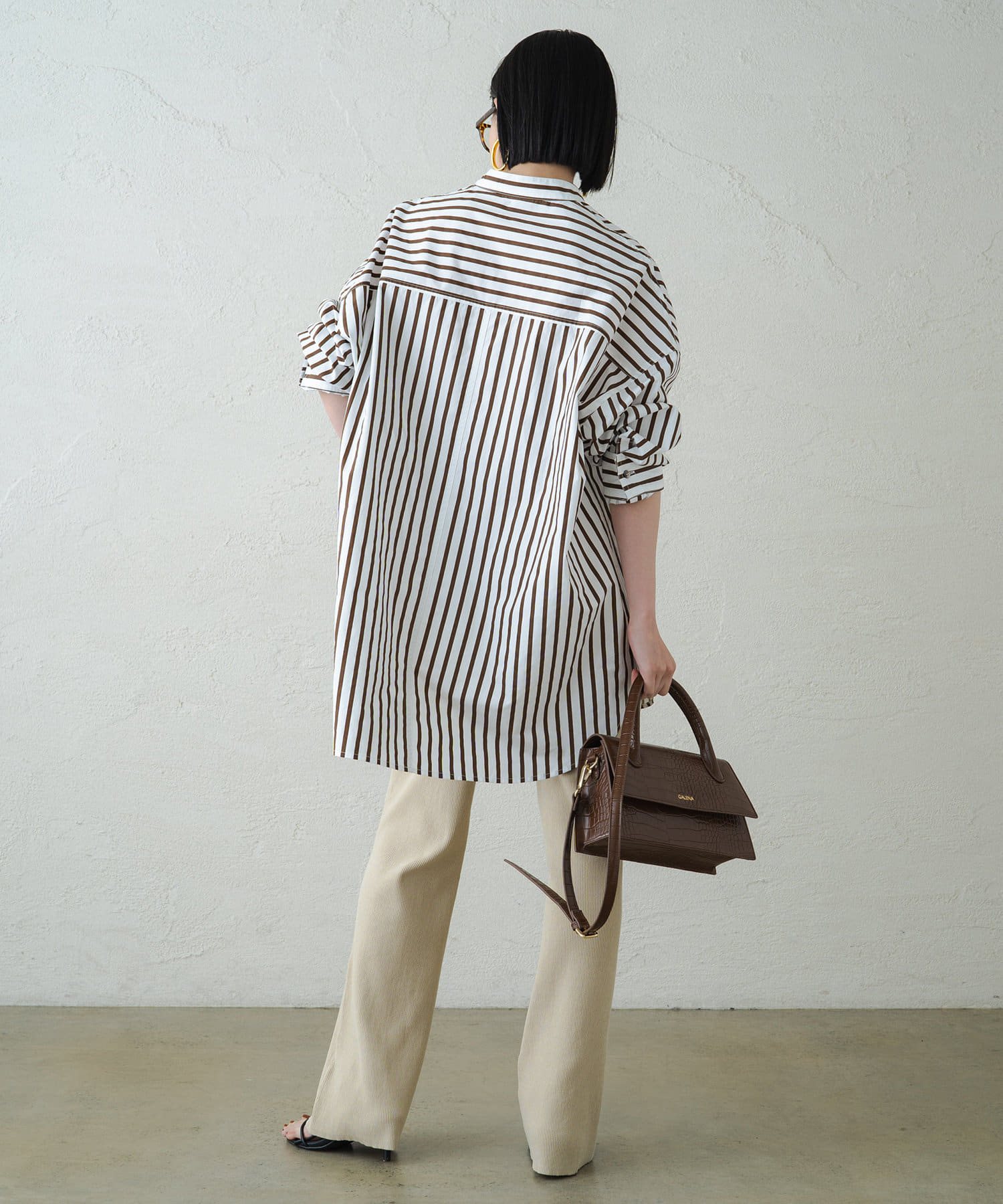 バンドカラーストライプシャツ | Loungedress(ラウンジドレス 