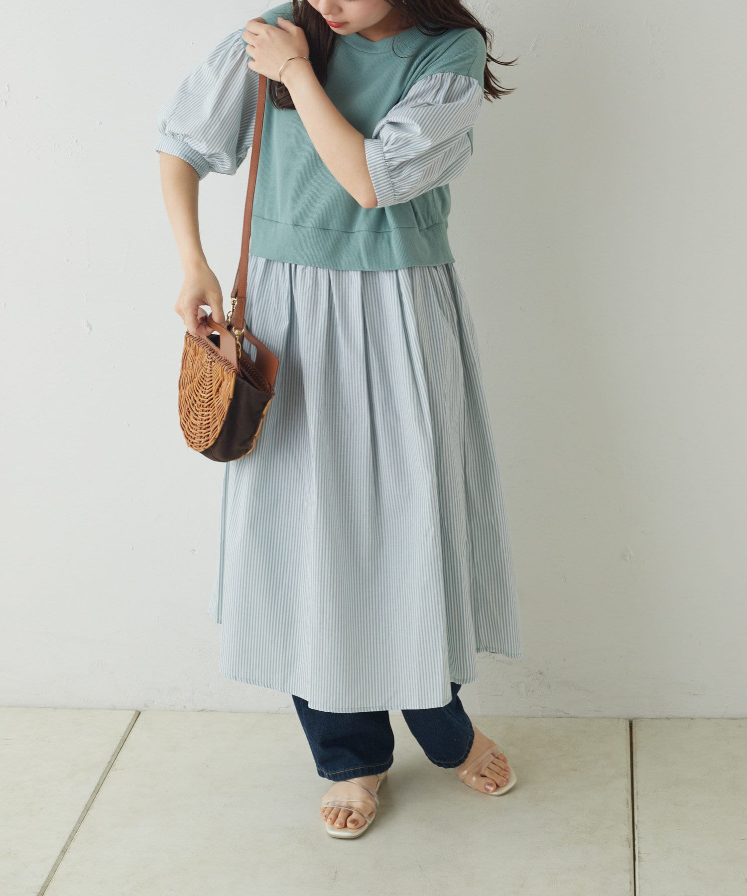 重ね着風】ストライプワンピース | NICE CLAUP / OLIVE des OLIVE