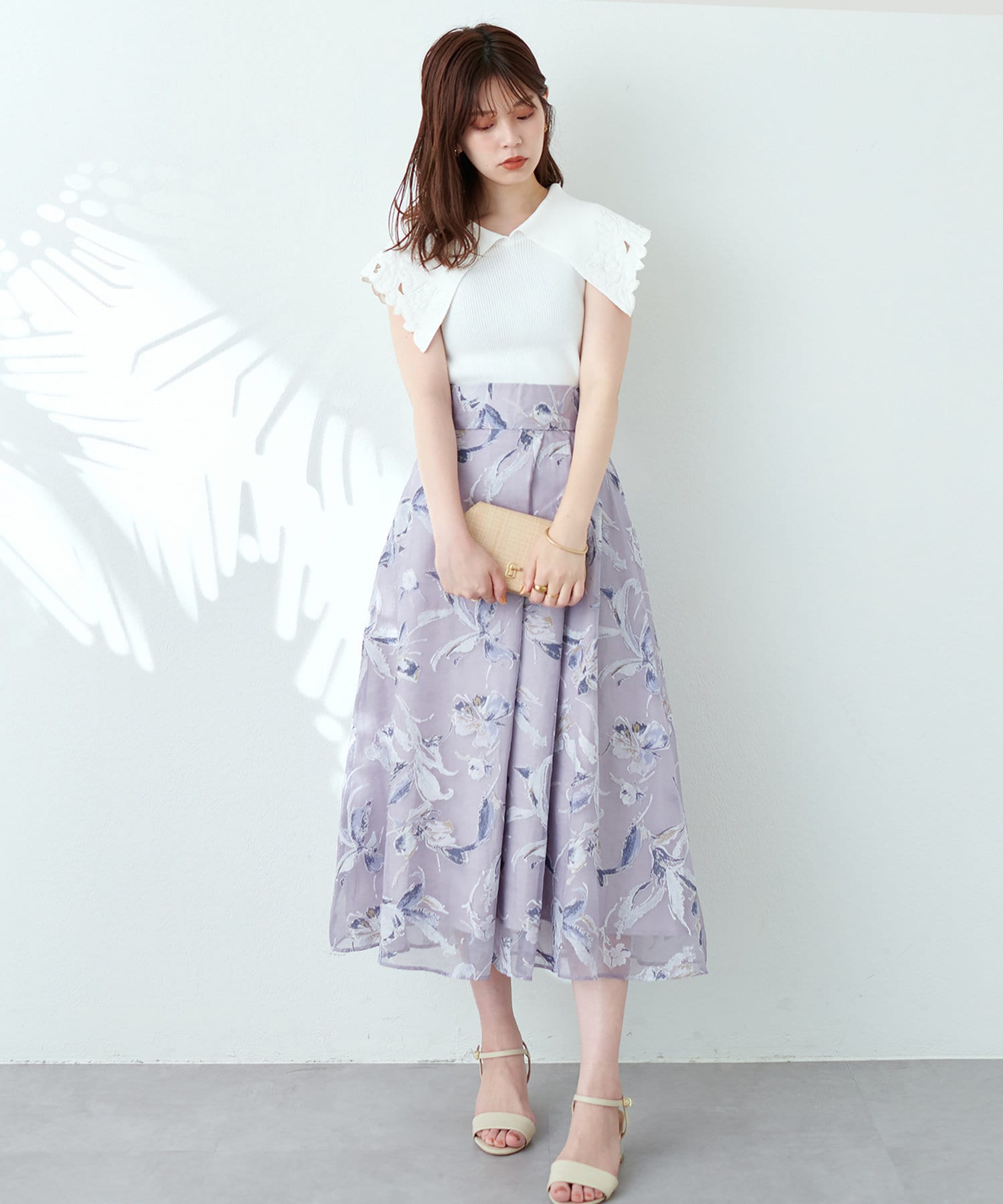 2点 アデルフラワープリントタックスカート JILLSTUART オパール