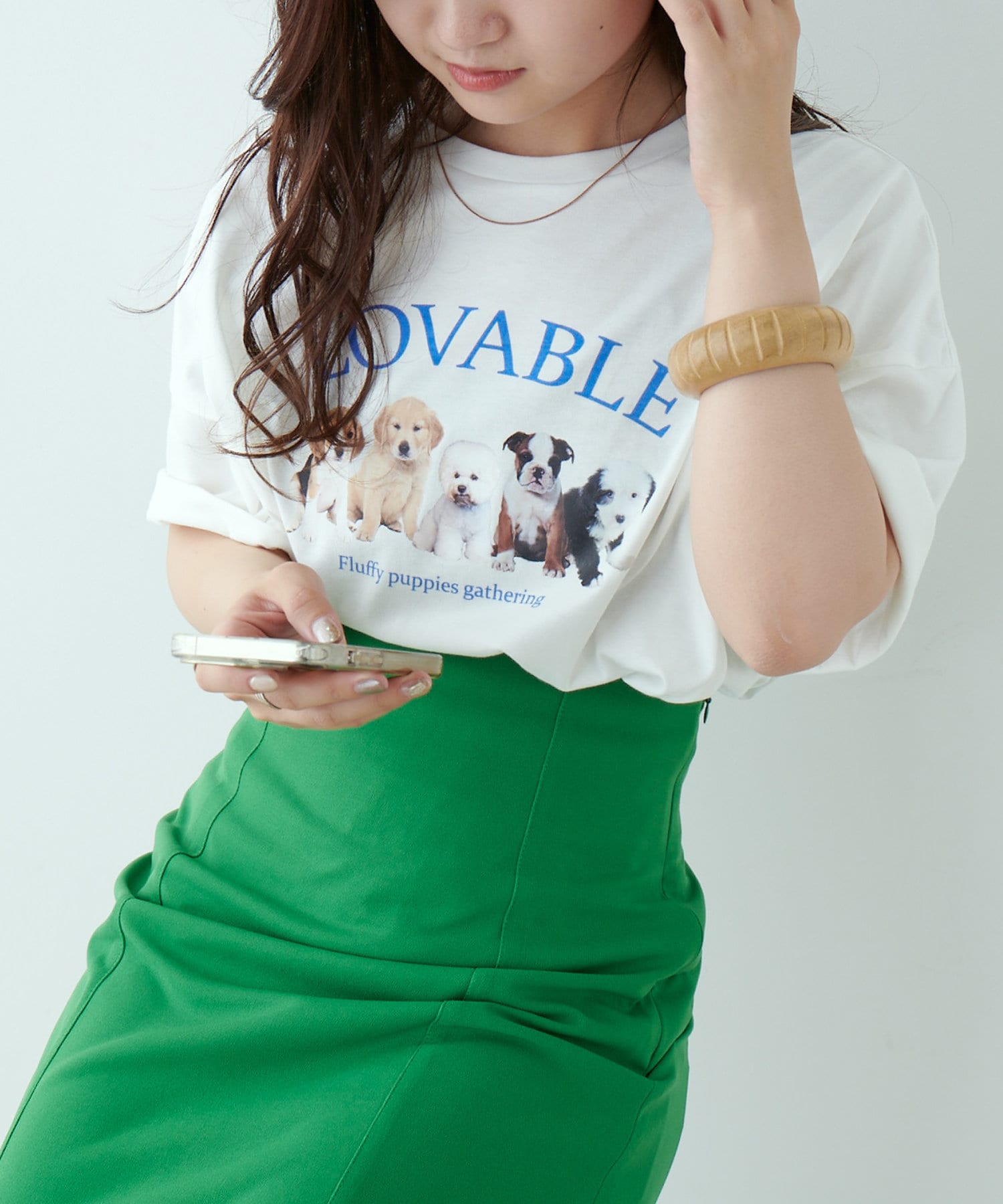 子犬プリントTシャツ | NICE CLAUP / OLIVE des OLIVE OUTLET