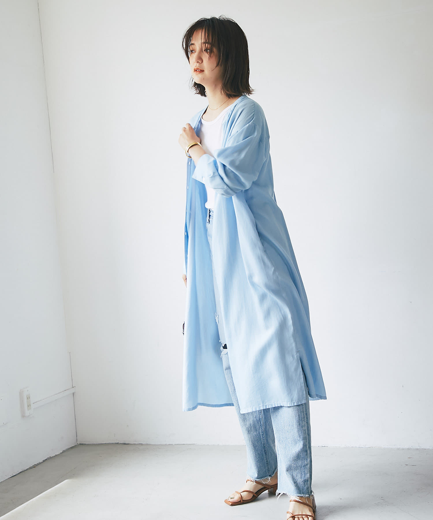 ワンピースでも羽織でも楽しめる ライトデニムシャツワンピース Outlet Premium アウトレット プレミアム レディース Pal Closet パルクローゼット パルグループ公式ファッション通販サイト