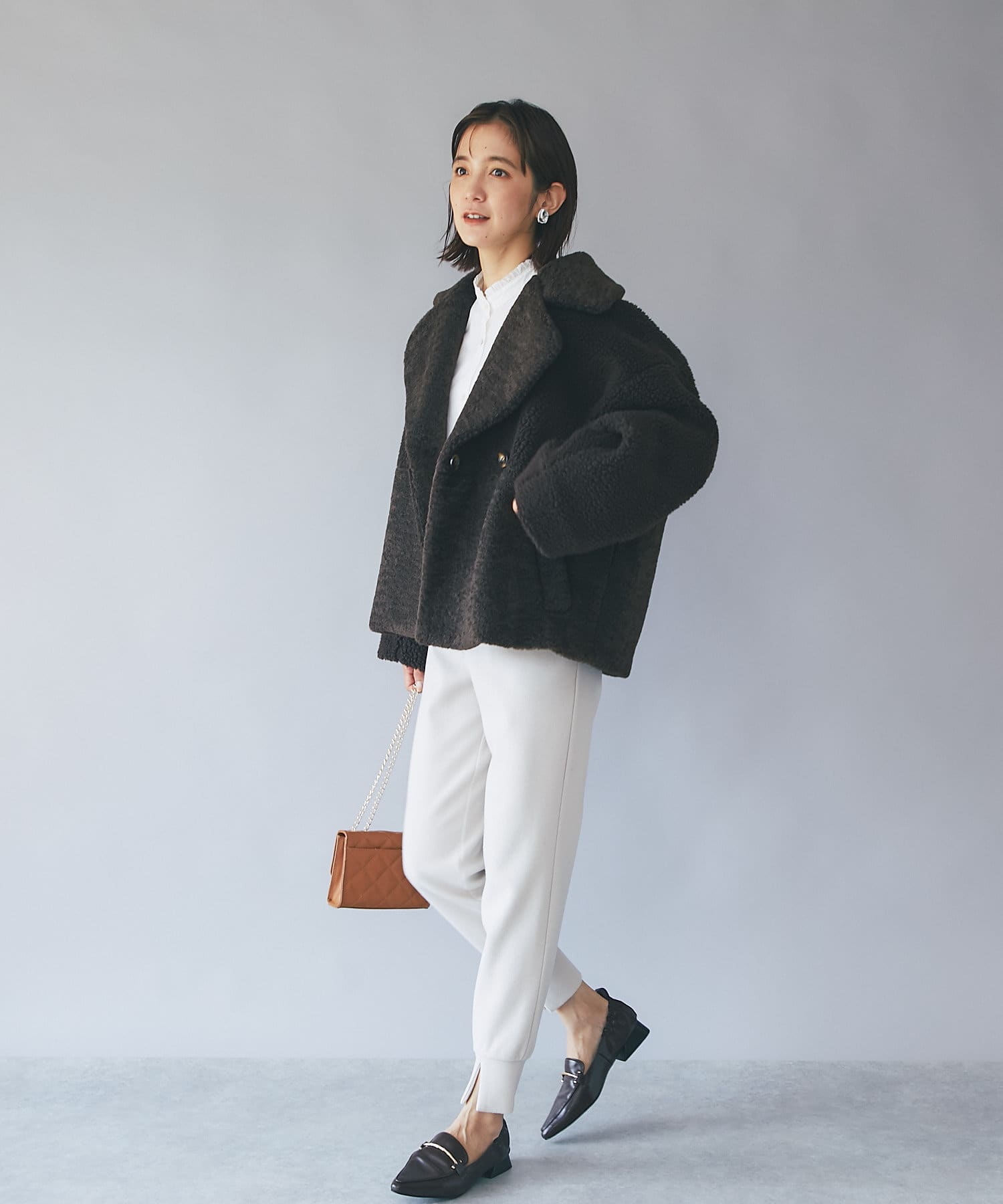 小山田早織さんスタイリング】エコボア×エコファーショートコート ...