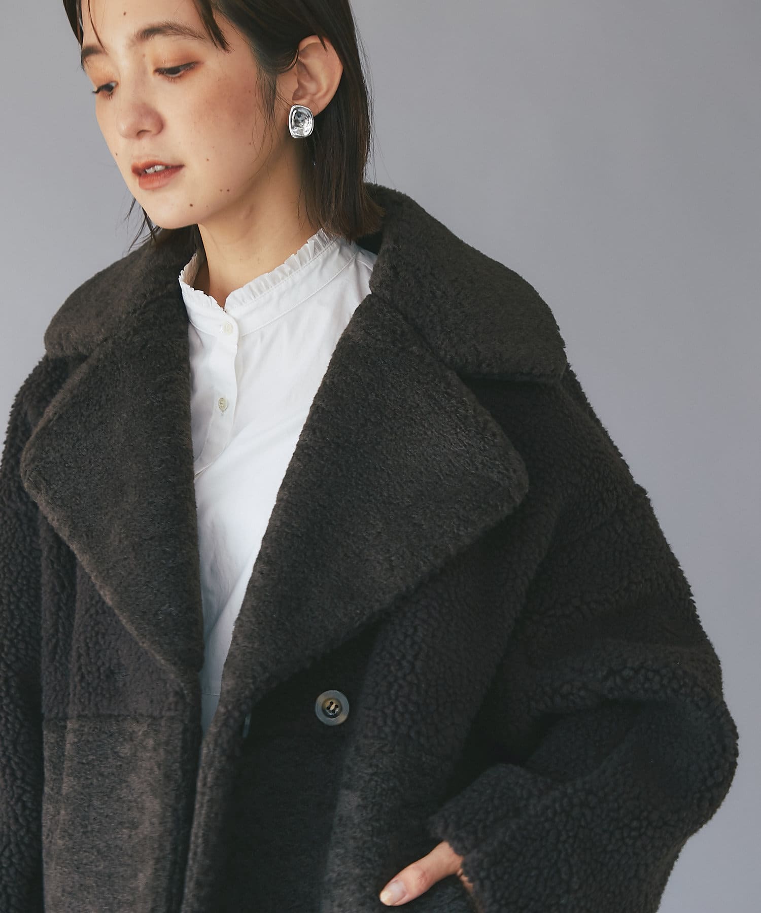 小山田早織さんスタイリング】エコボア×エコファーショートコート ...