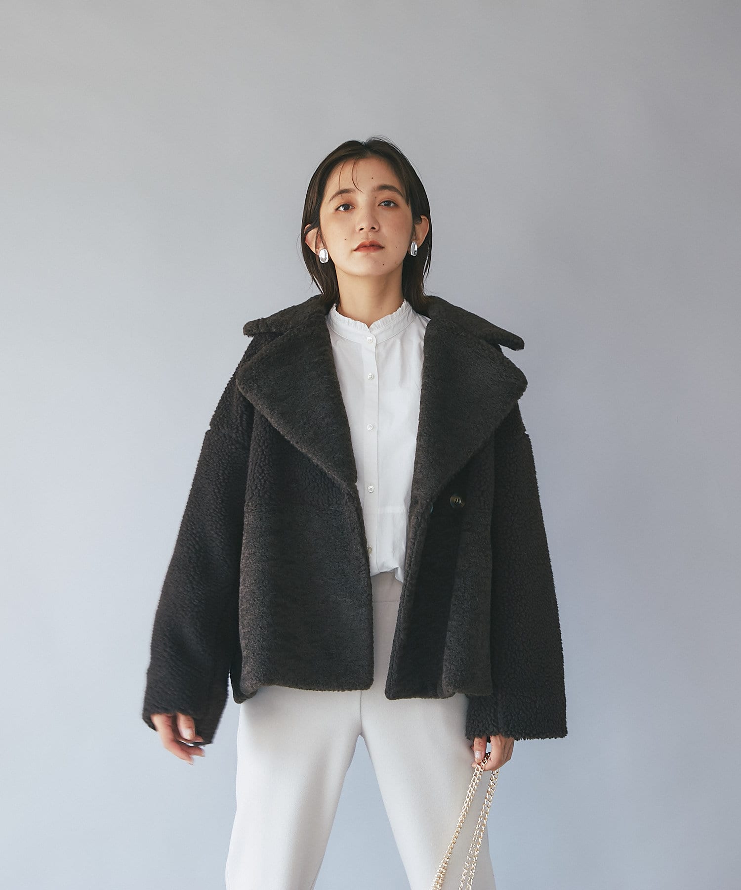 小山田早織さんスタイリング】エコボア×エコファーショートコート ...