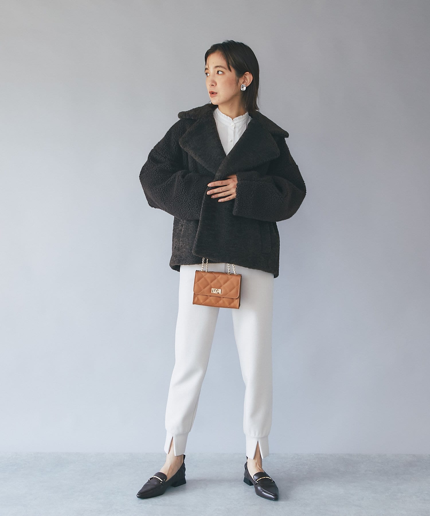 小山田早織さんスタイリング】エコボア×エコファーショートコート ...