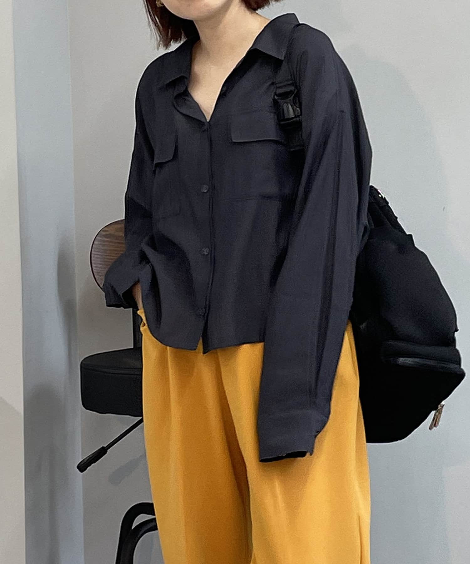 un dix cors(アンディコール) 【すっきり見え】光沢胸ポケットショート丈シャツ