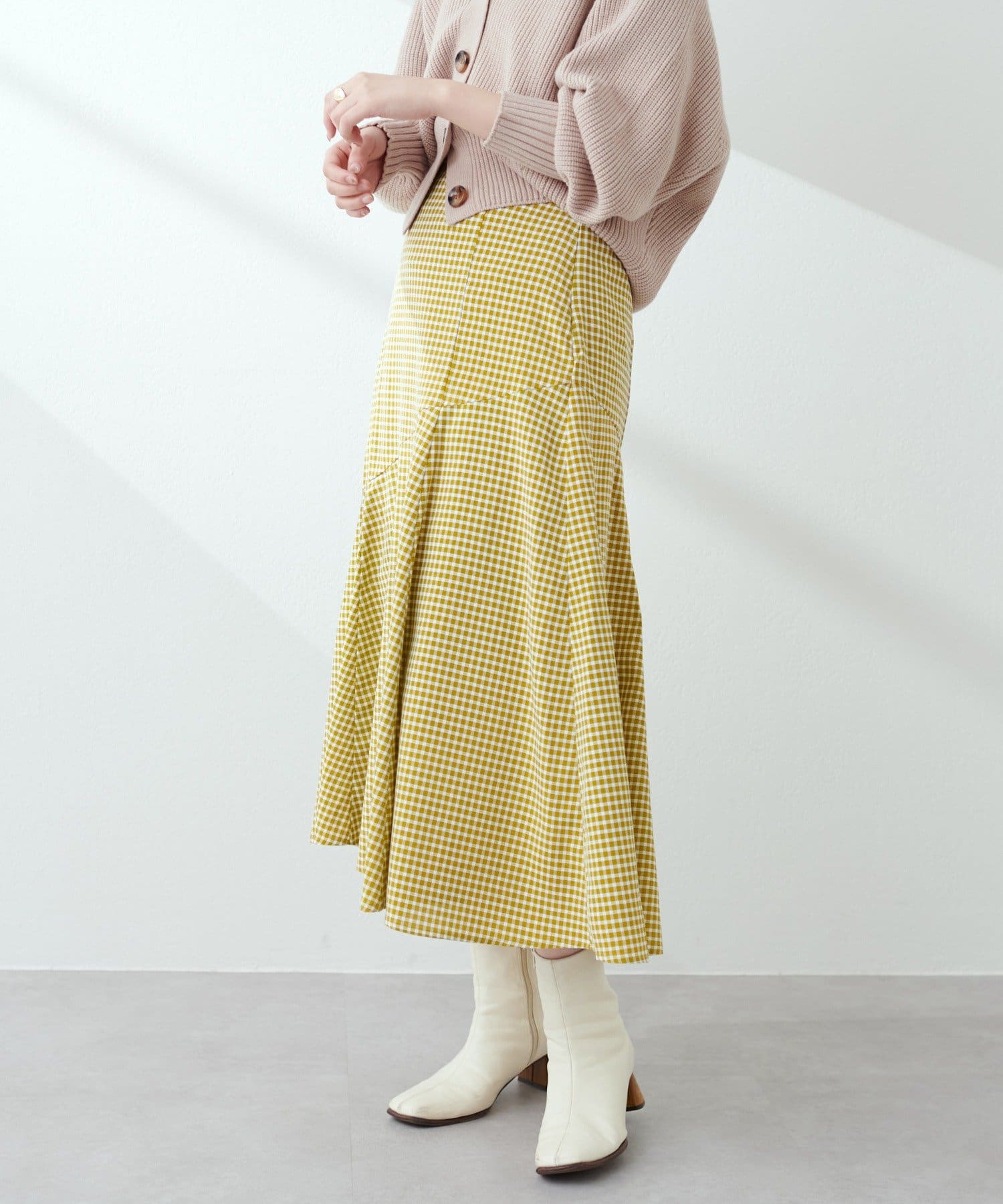 NICE CLAUP OUTLET(ナイスクラップ アウトレット) 【natural couture】パッチワークギンガムマーメイドスカート