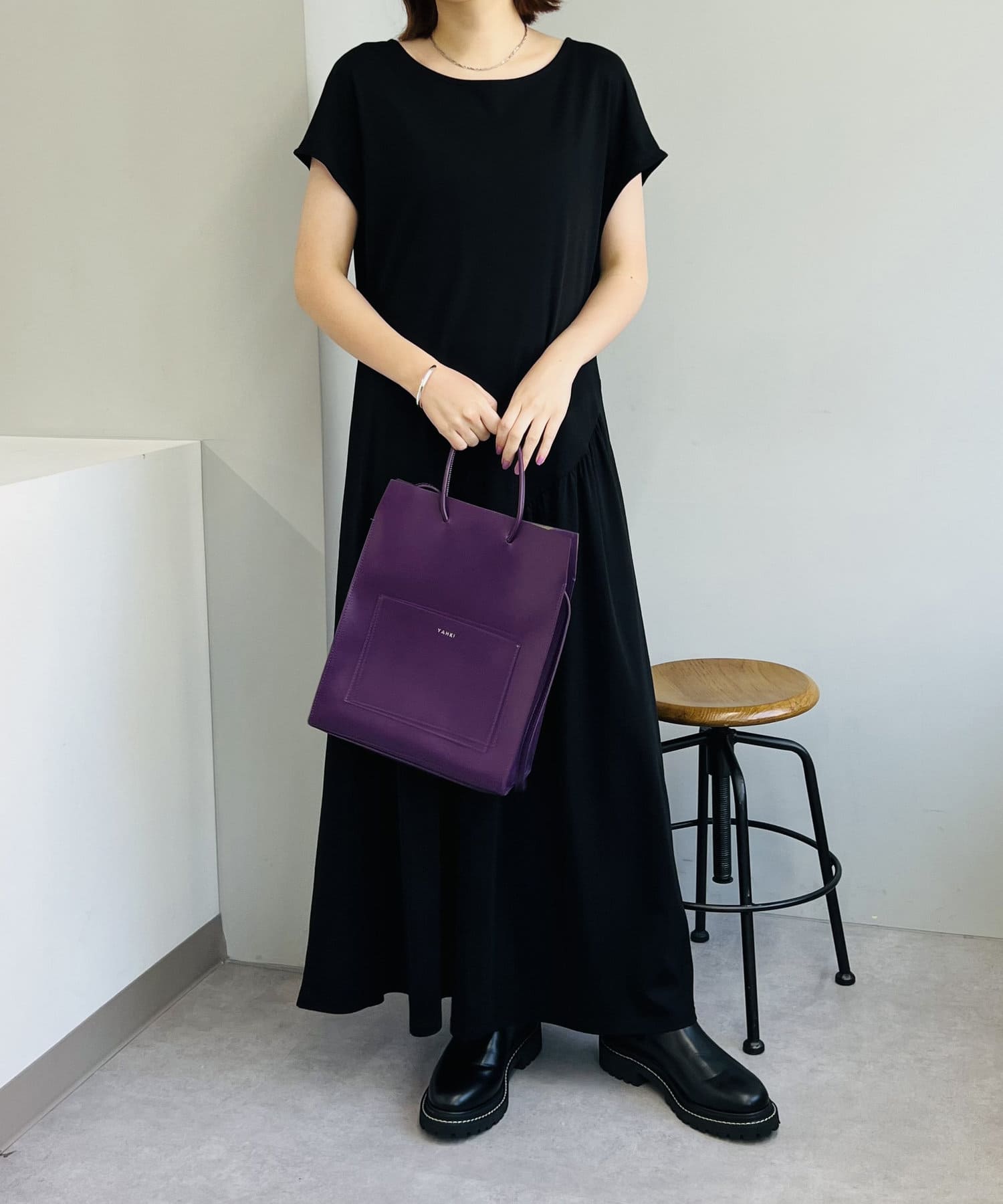 un dix cors(アンディコール) 【リラクシーな着心地】接触冷感アシメギャザーワンピース