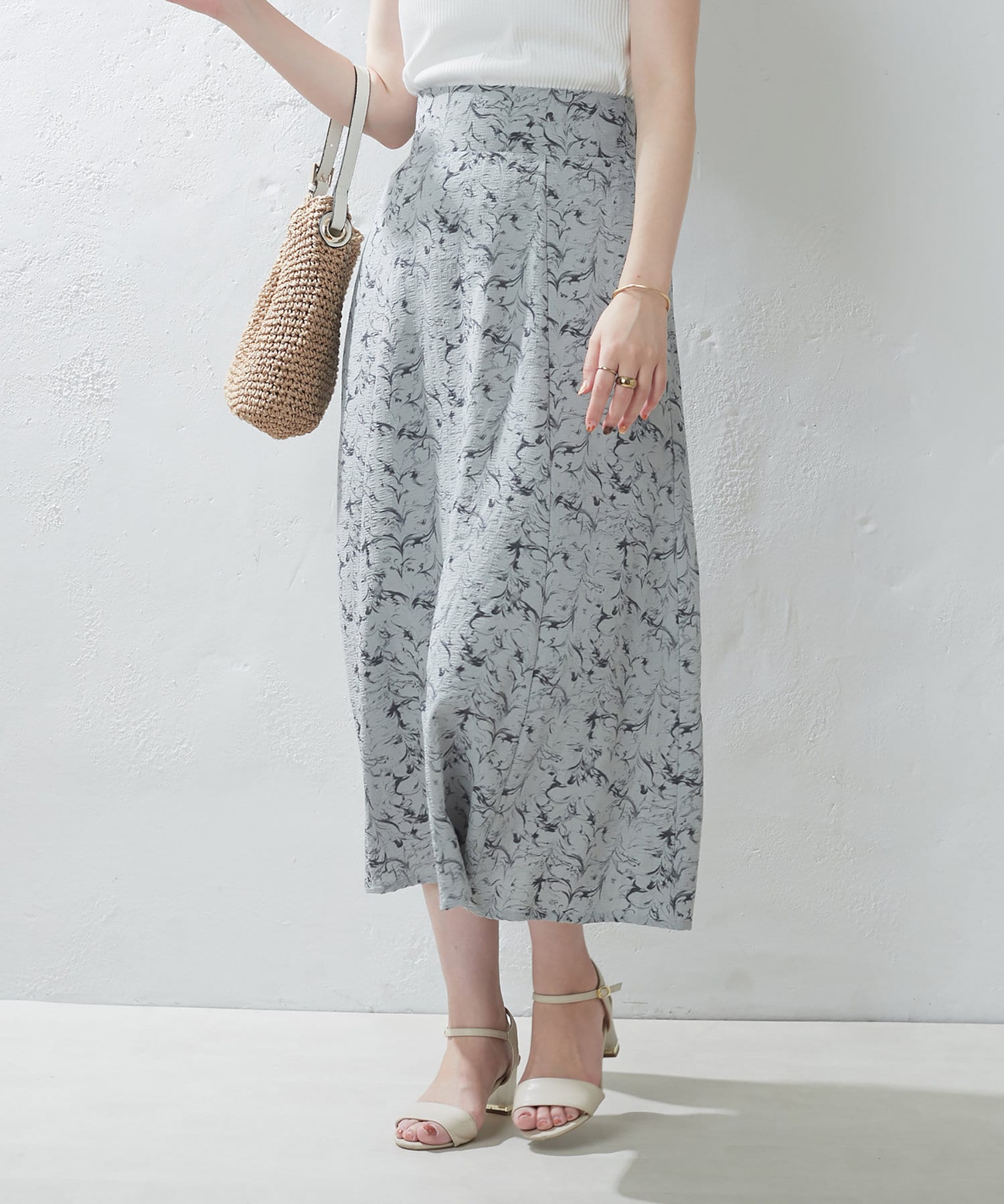 natural couture(ナチュラルクチュール) ニュアンスアート柄スカート