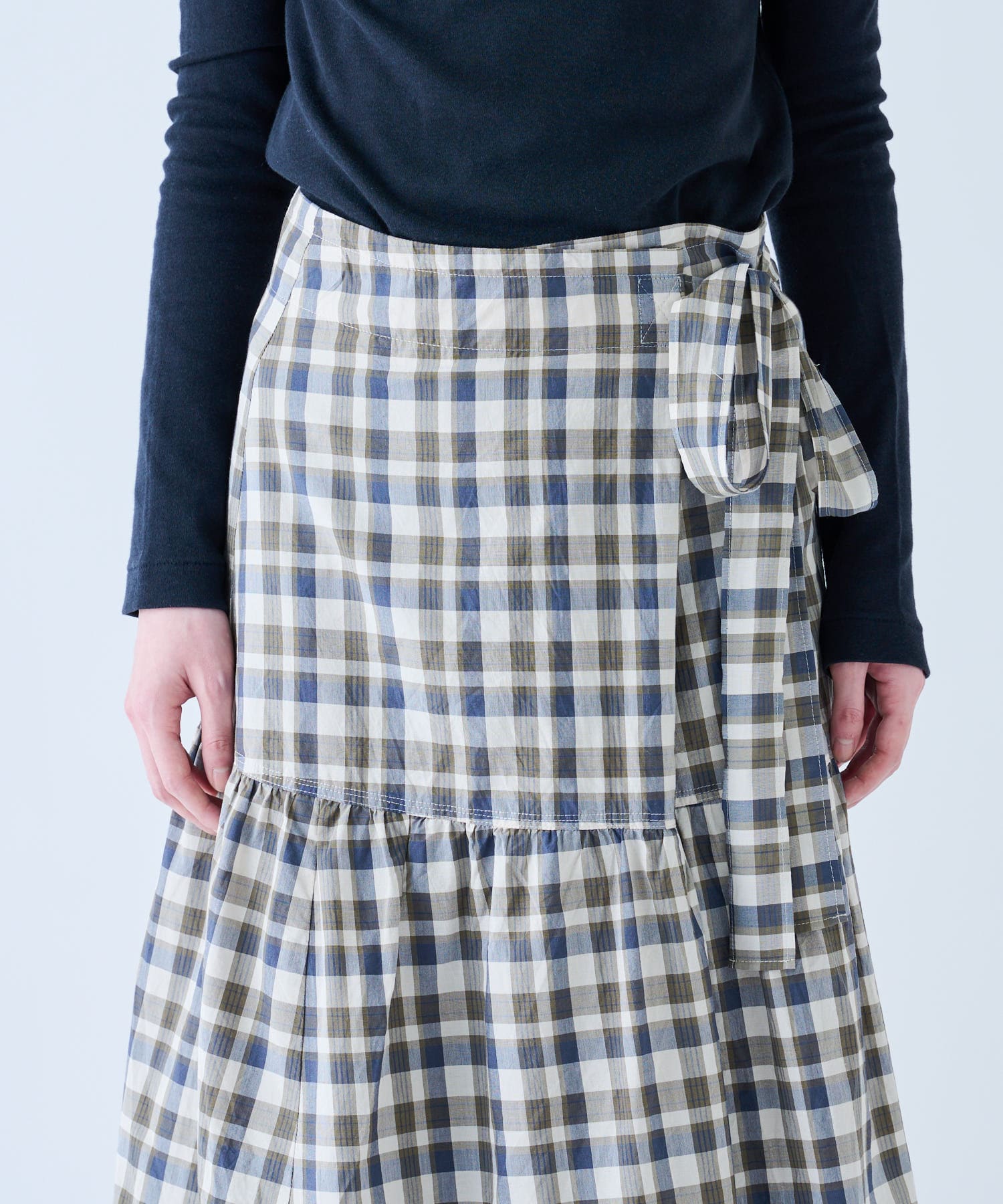 BLOOM&BRANCH(ブルームアンドブランチ) Phlannèl / Check Wraparound Skirt