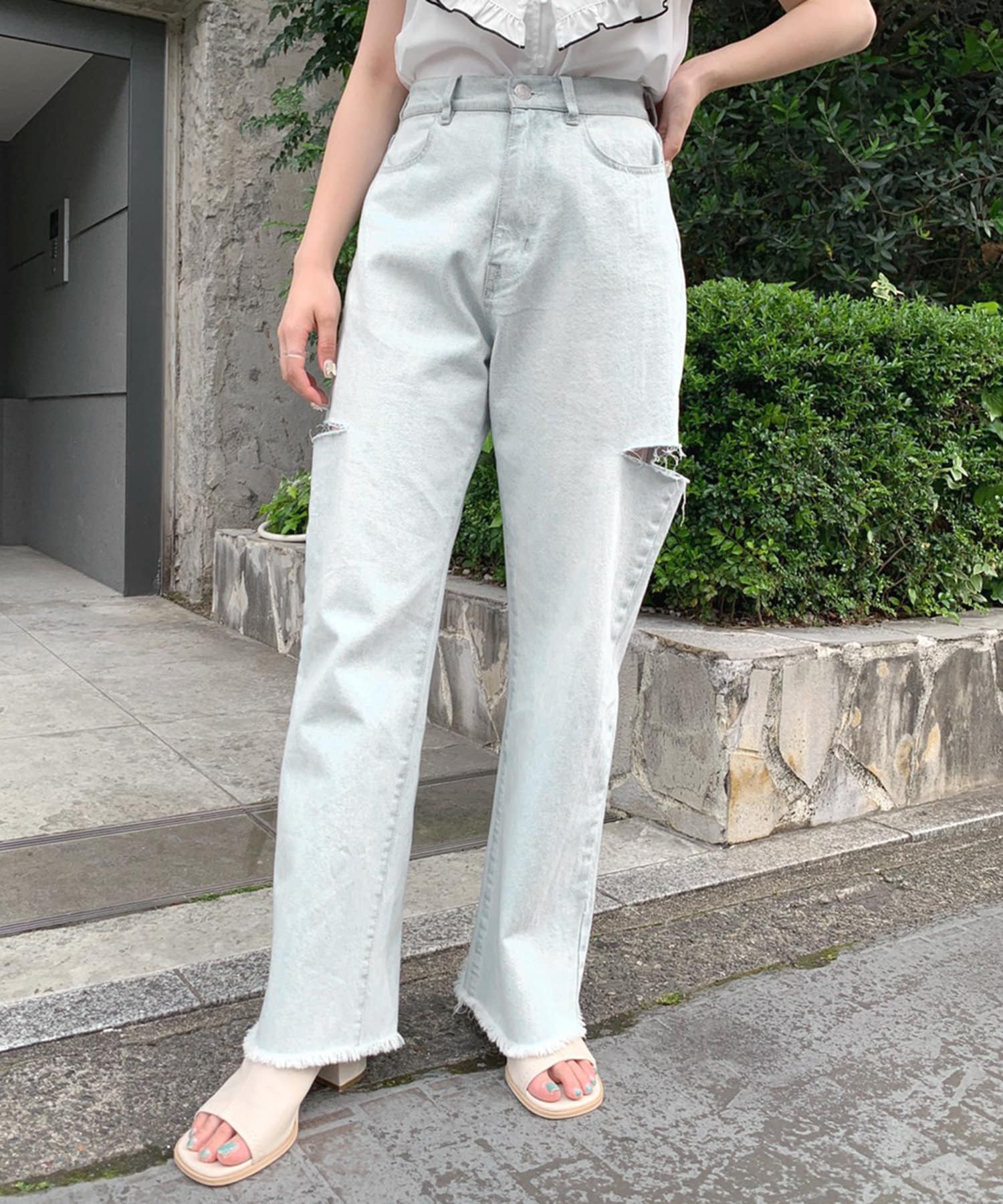独特の上品 olivedesolive オリーブデオリーブ ダメージ デニム ショートパンツ champs21.com