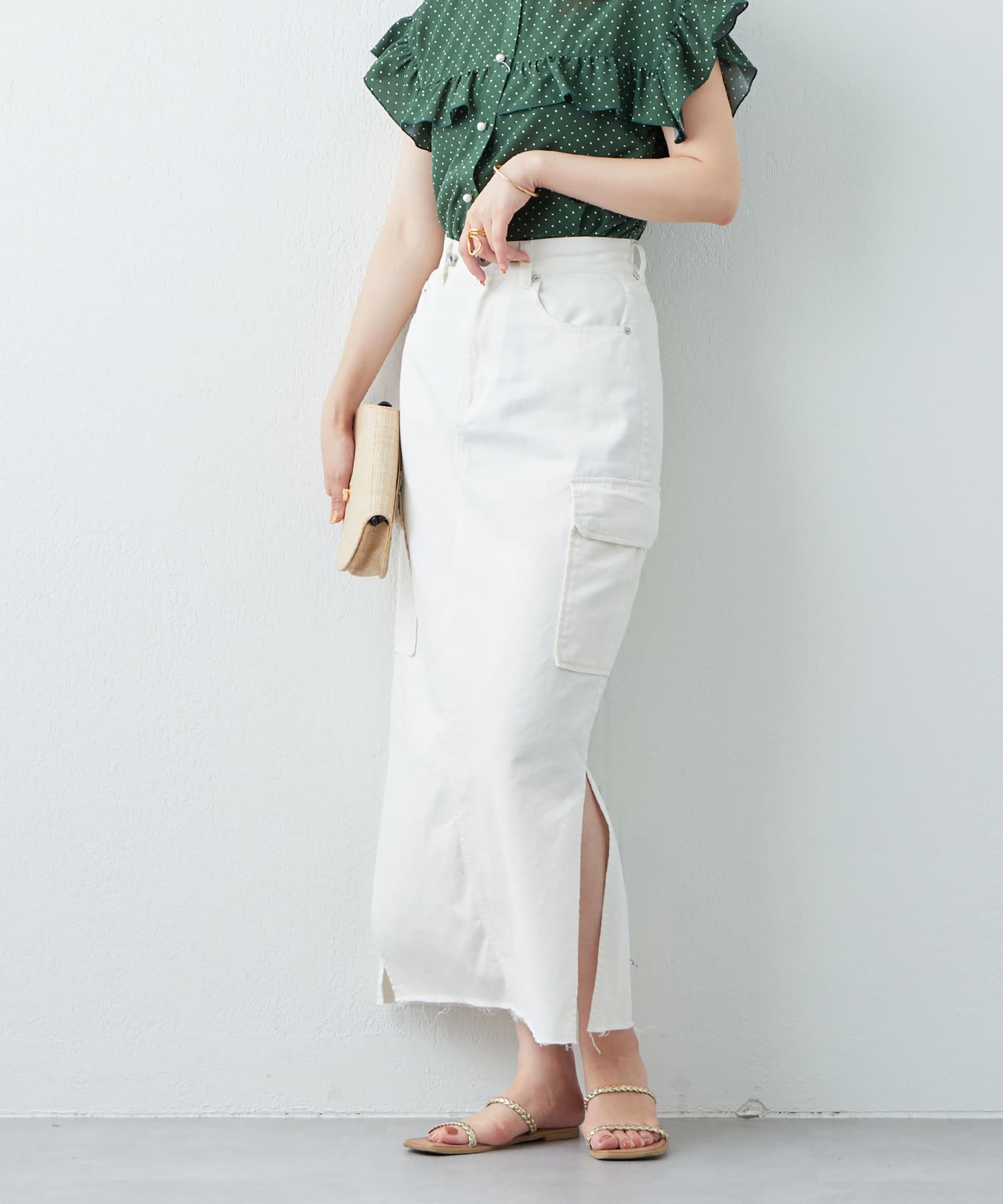 natural couture(ナチュラルクチュール) サイドポケットロングスカート