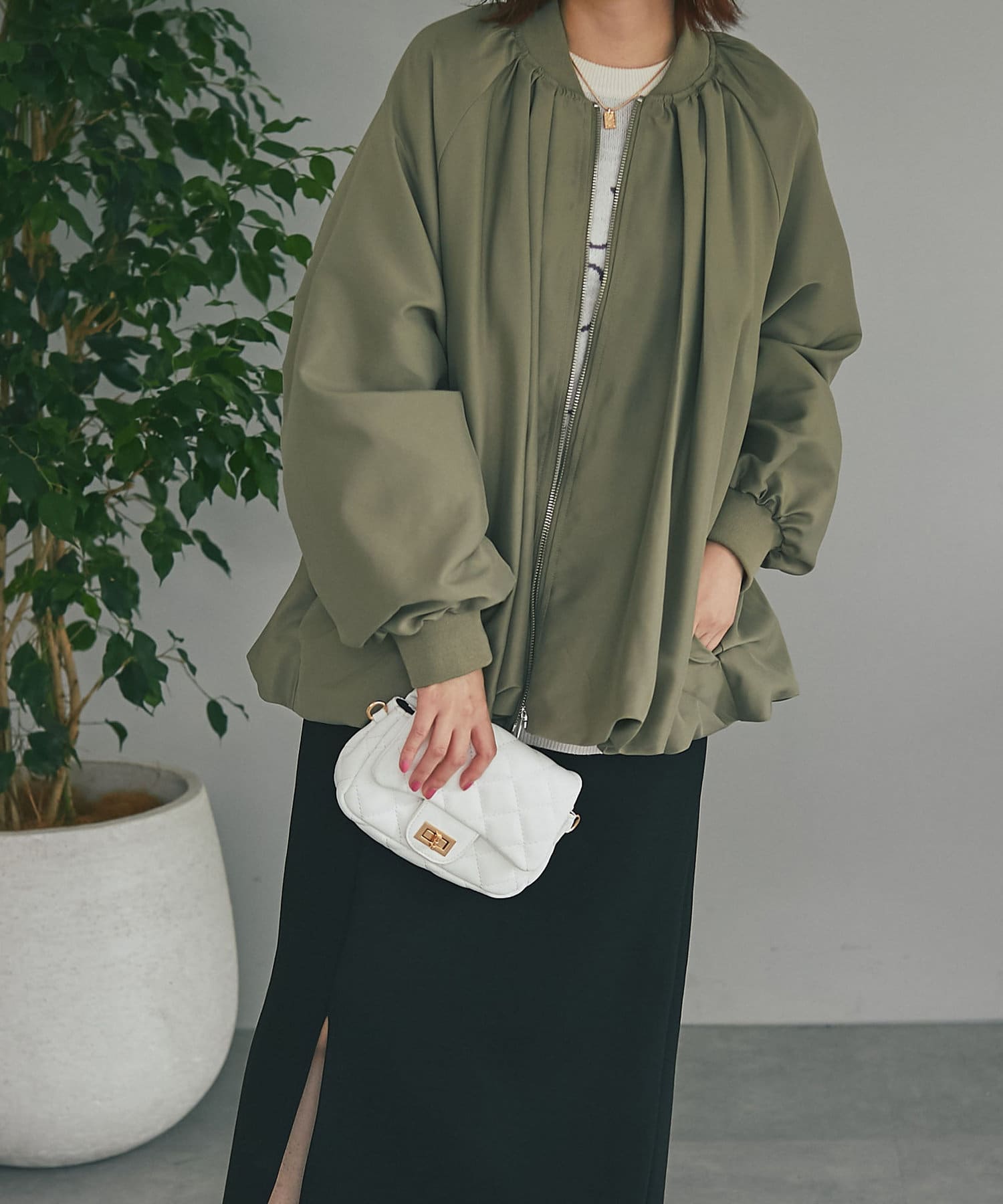 un dix cors(アンディコール) 【ふわっと軽い着心地】ミリタリーバルーンブルゾン