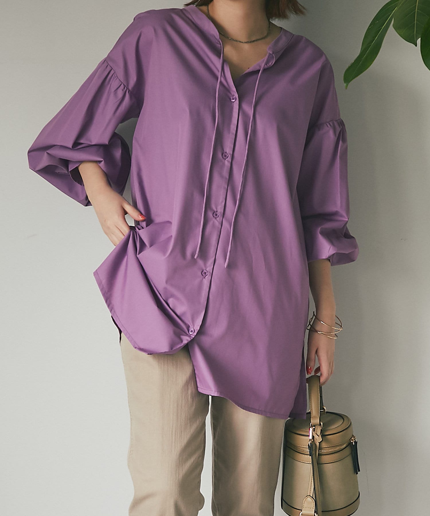 un dix cors(アンディコール) 【一枚で主役ブラウス】スタンドボリュームタックブラウス