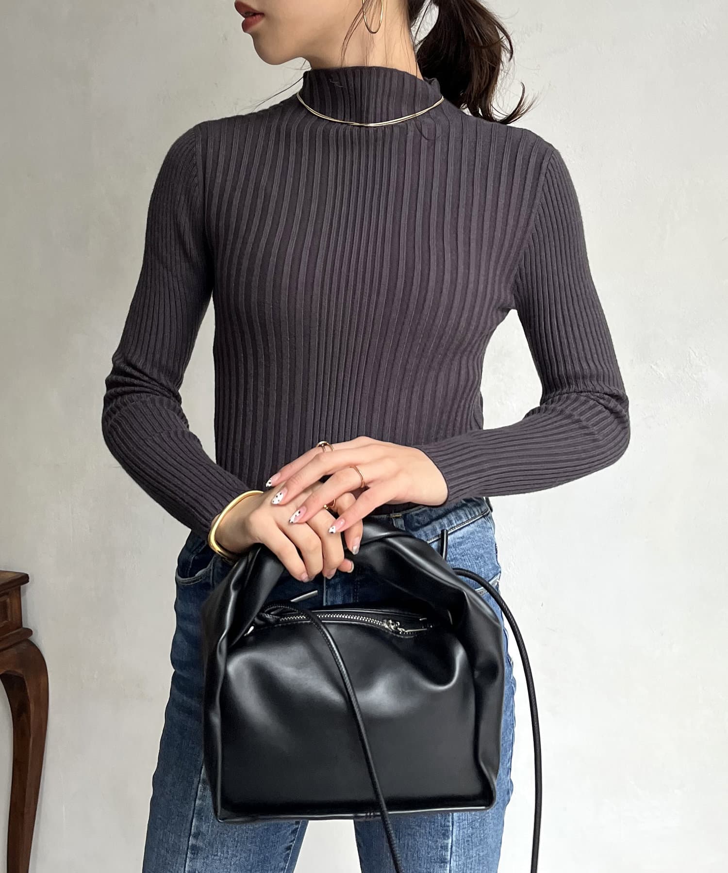 prose verse(プロズヴェール) ランダムリブハイネックニット