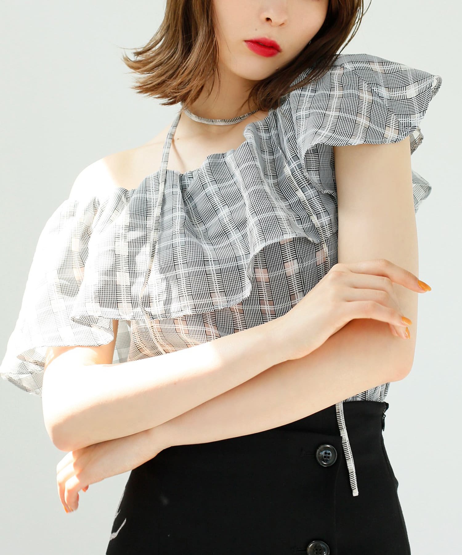 NICE CLAUP / OLIVE des OLIVE OUTLET(ナイスクラップ  / オリーブ デ オリーブ アウトレット) 【one after anothe】ワンショルダーブラウス