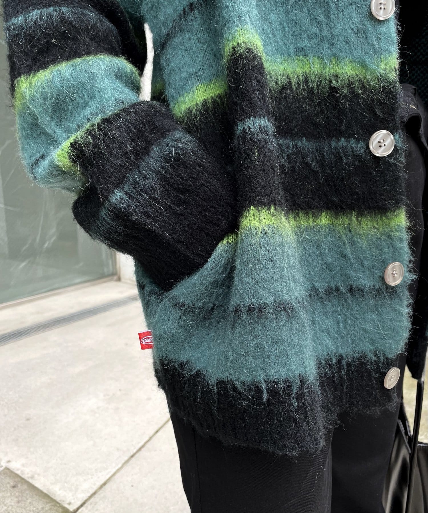 m.&kyoko ニット カーディガン コート モヘヤ アルパカ マルチカラー WEB限定》【KOOKY'N】アルパカ混ボーダーモヘアライクカーディガン