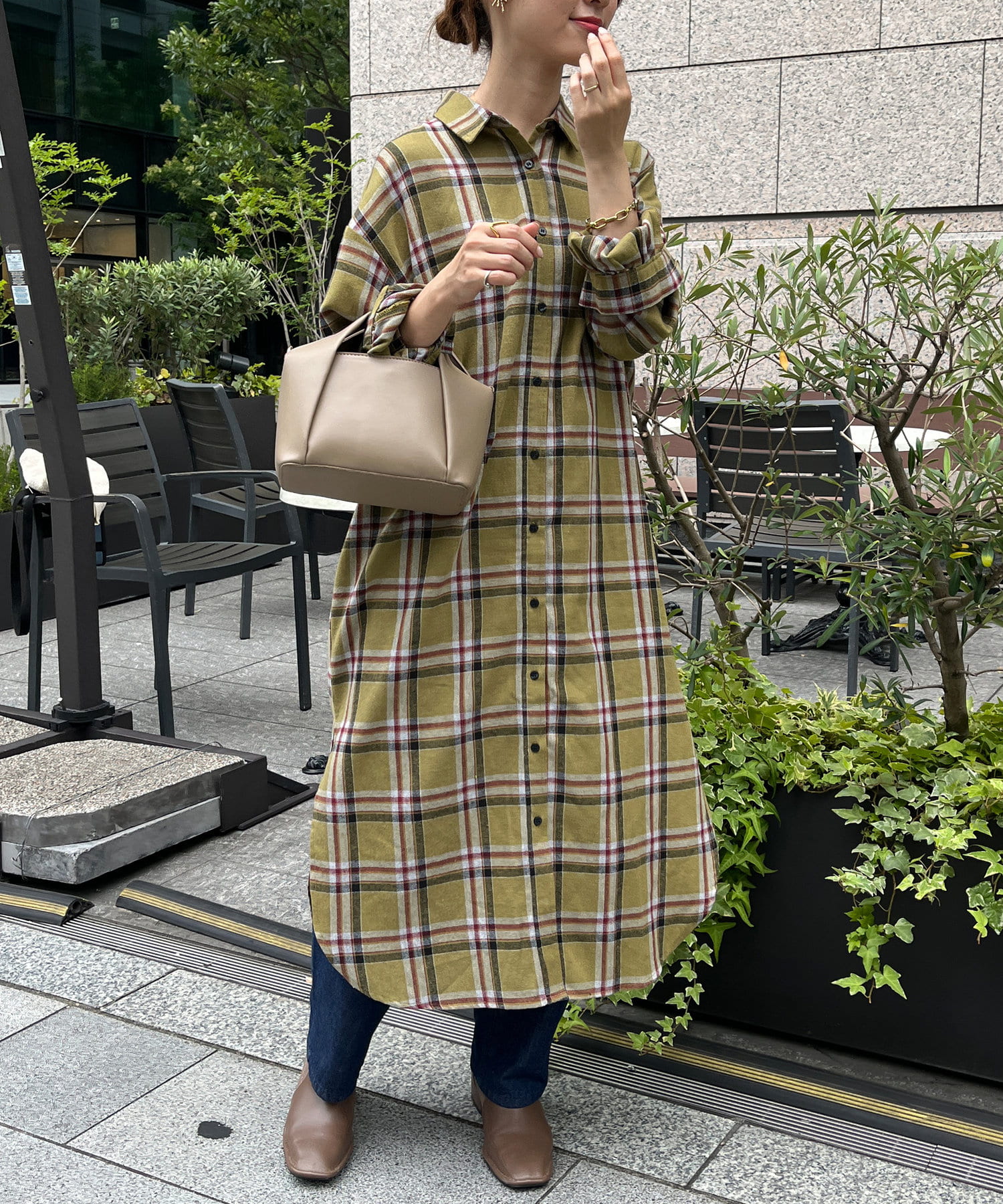 チェック柄ロングシャツワンピース Chez Toi シェトワ レディース Pal Closet パルクローゼット パルグループ公式ファッション通販サイト