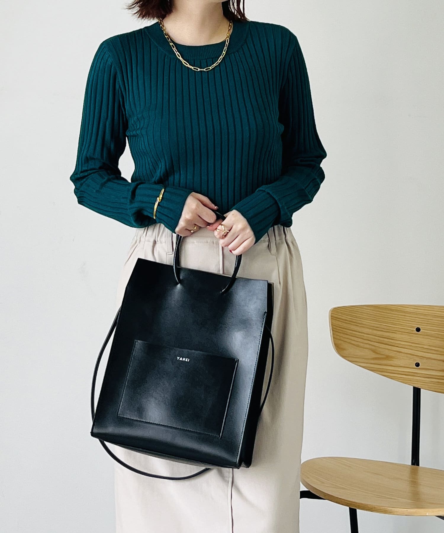 un dix cors(アンディコール) 【細見え叶える】ワイドリブクルーネックプルオーバー