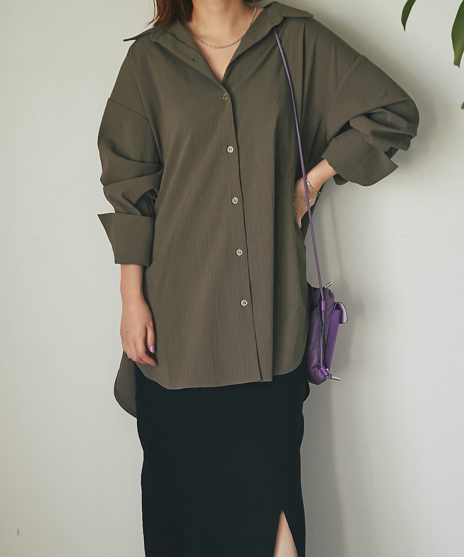 un dix cors(アンディコール) 【今押さえておくべき】無地シンプルロングシャツ