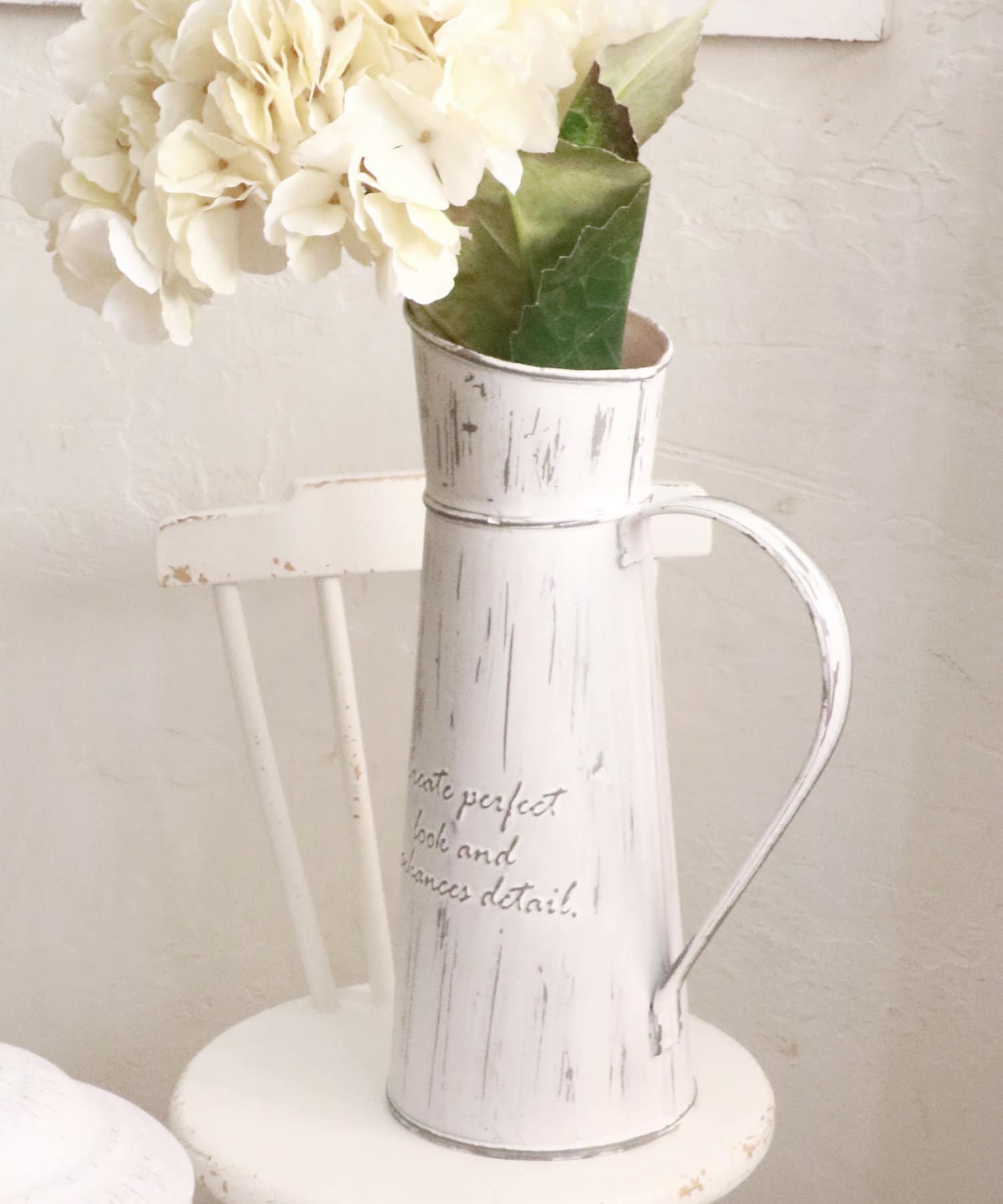 サリュ フラワーベース 花瓶 ヴィンテージ風ブリキピッチャー