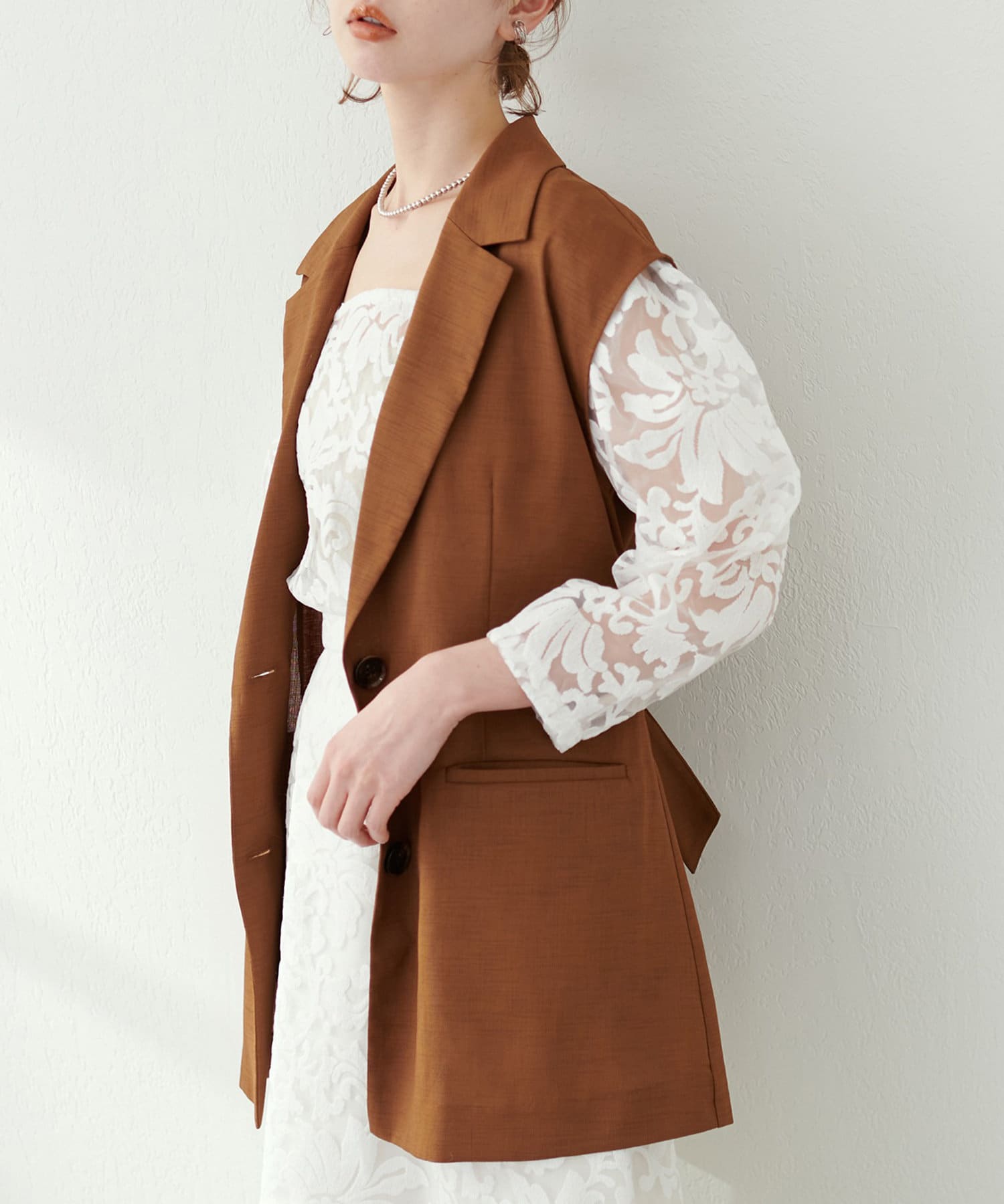 natural couture】WEB限定テーラーデザインベスト付きジレ | NICE