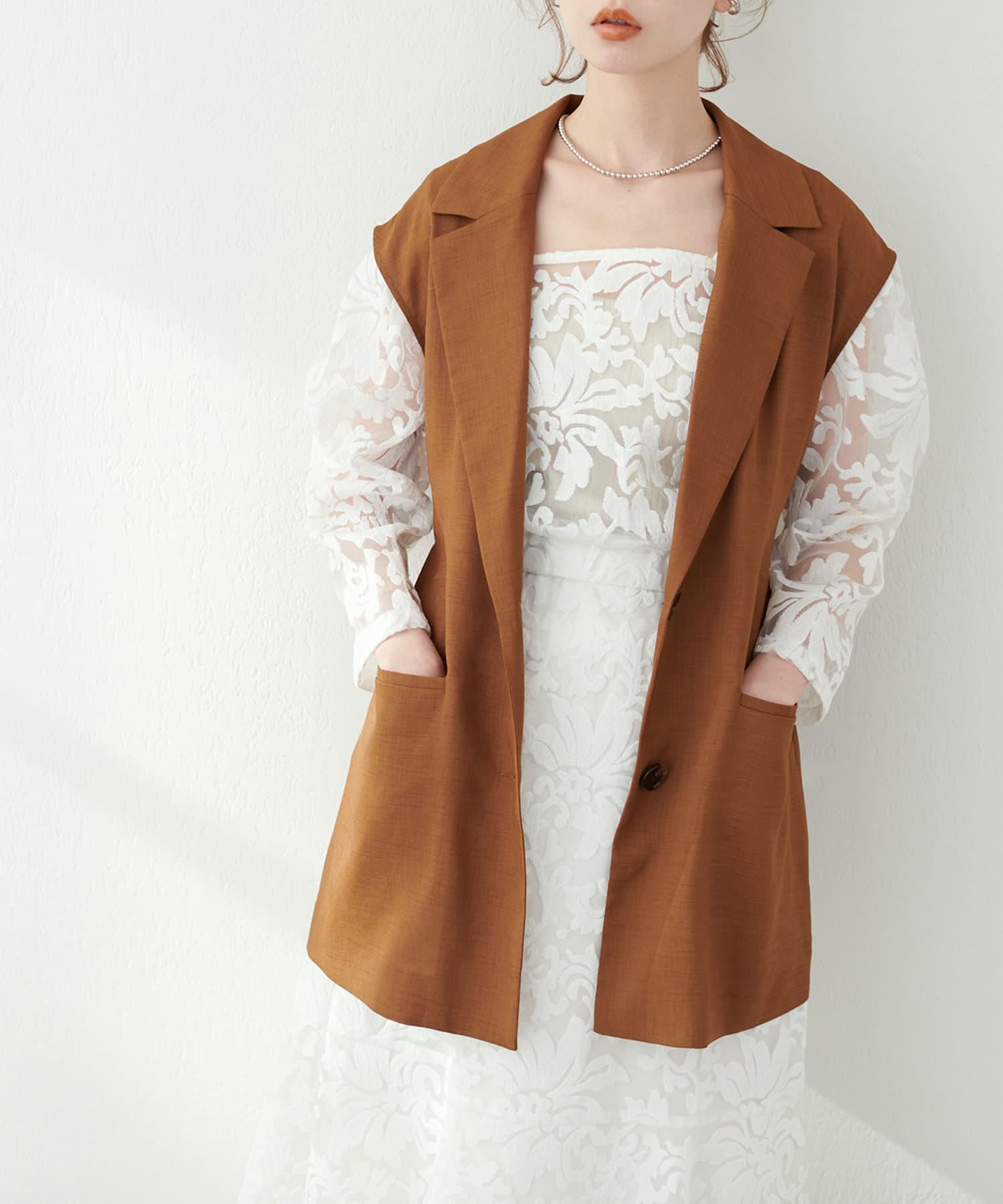 natural couture】WEB限定テーラーデザインベスト付きジレ | NICE