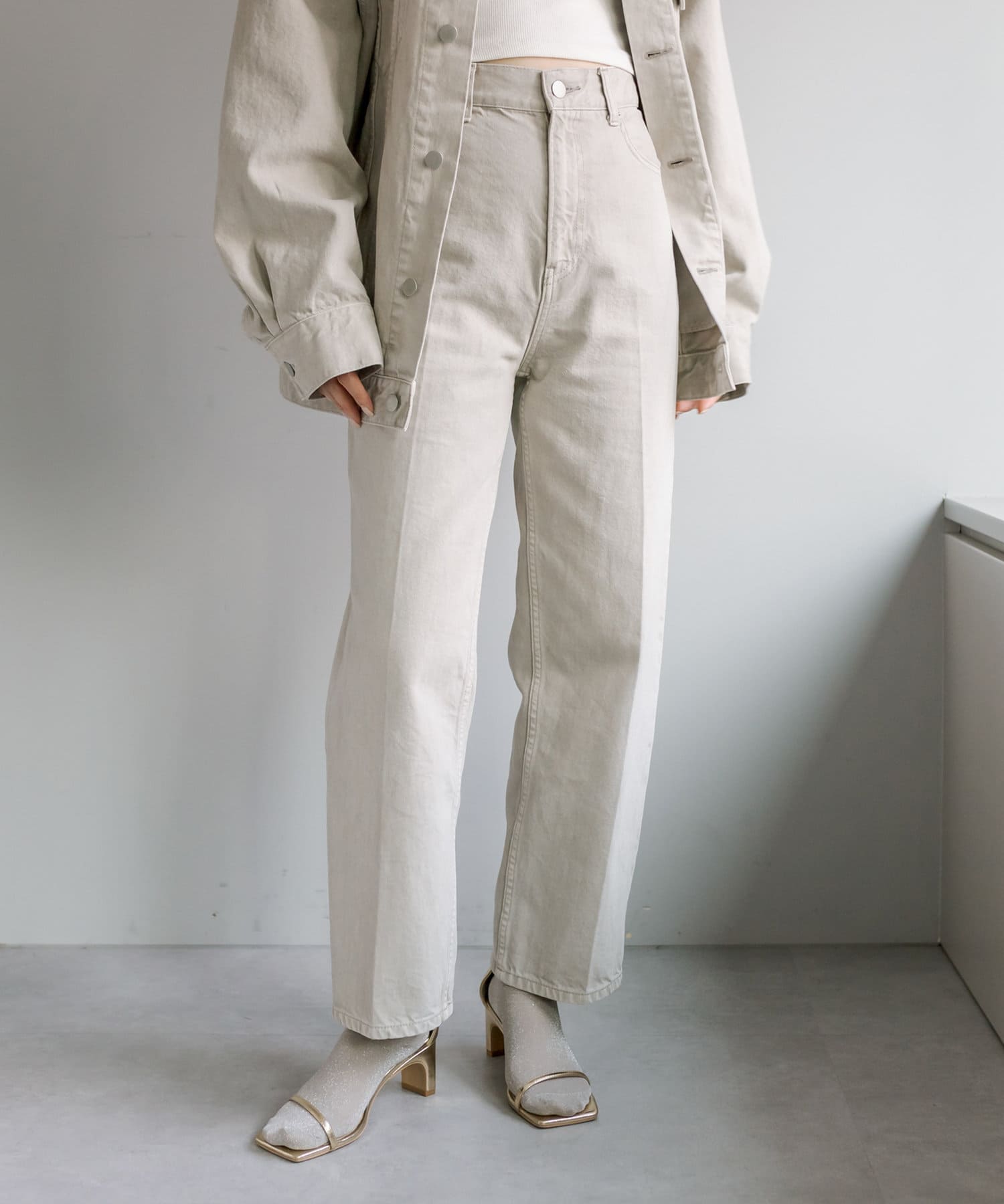 ストレート XS ホワイト ベージュ 新品 white beige-