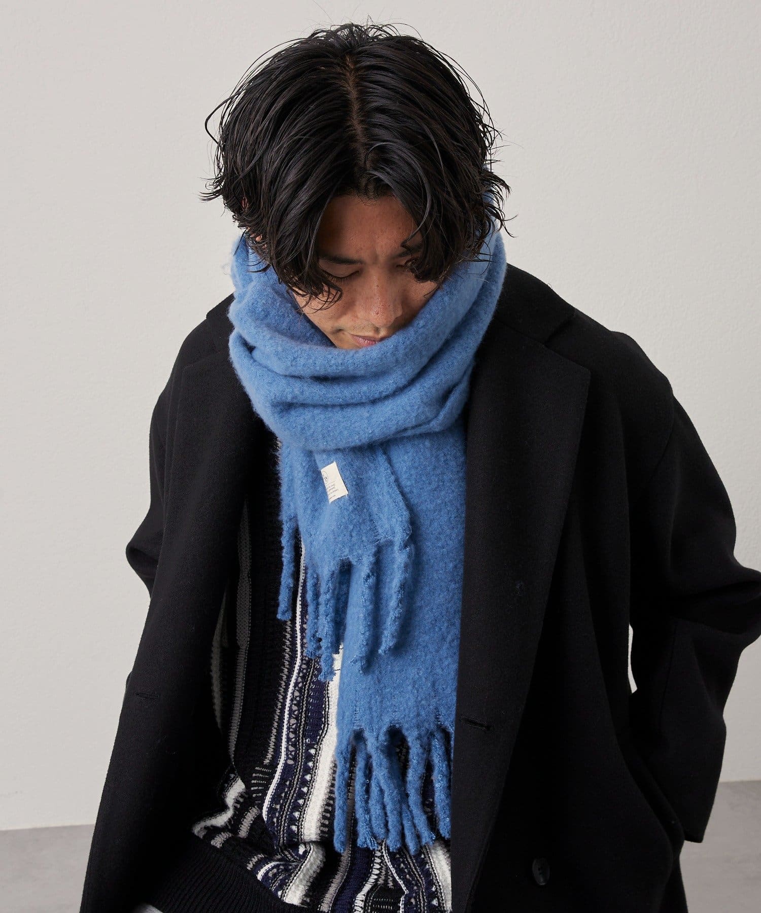 半額SALE/ マフラー ボリュームフリンジマフラー フラッフィーラッセルマフラー ラベンダー パープル ピンク