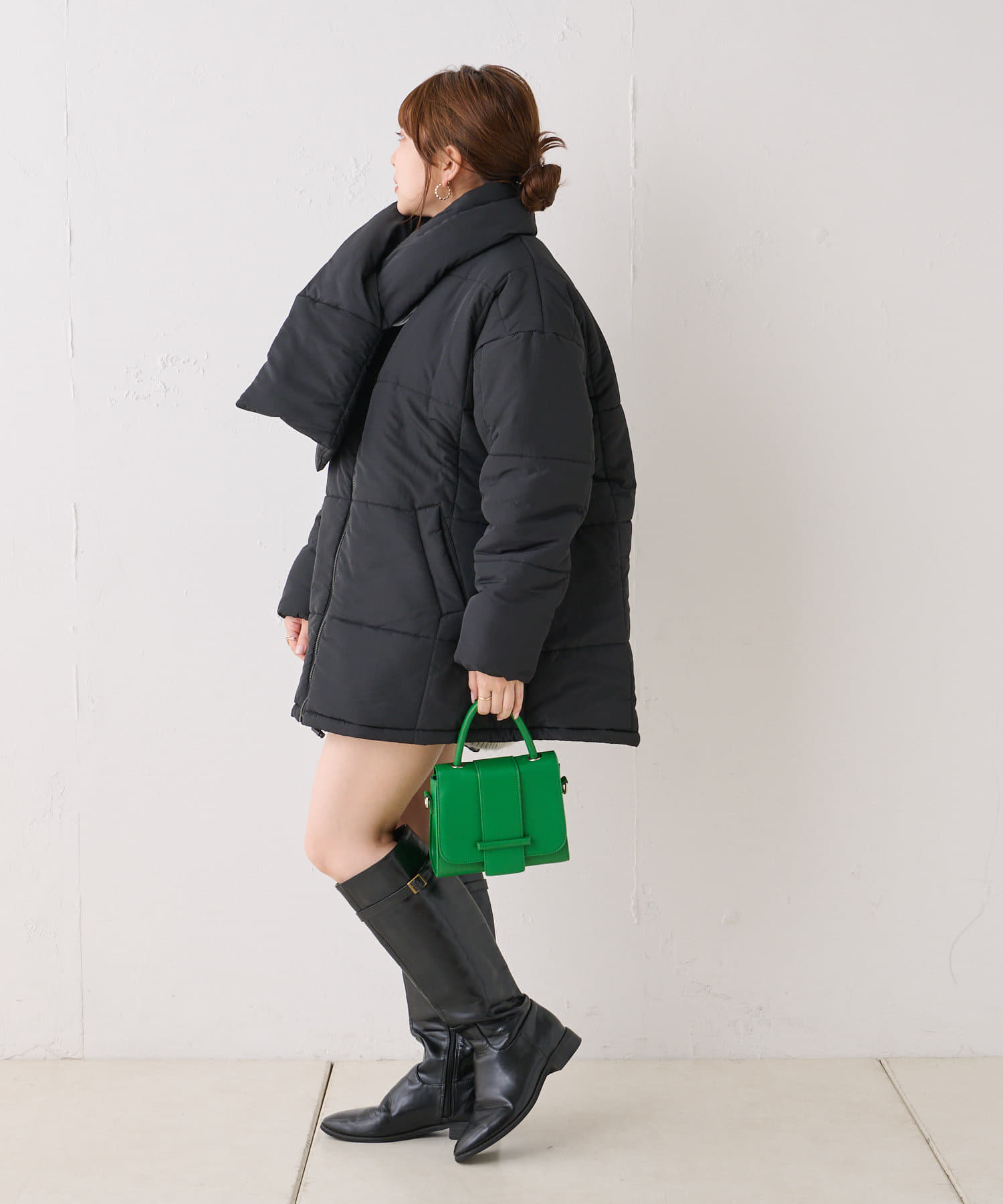 NICE CLAUP / OLIVE des OLIVE OUTLET(ナイスクラップ  / オリーブ デ オリーブ アウトレット) マフラー付ノーカラー中綿アウター