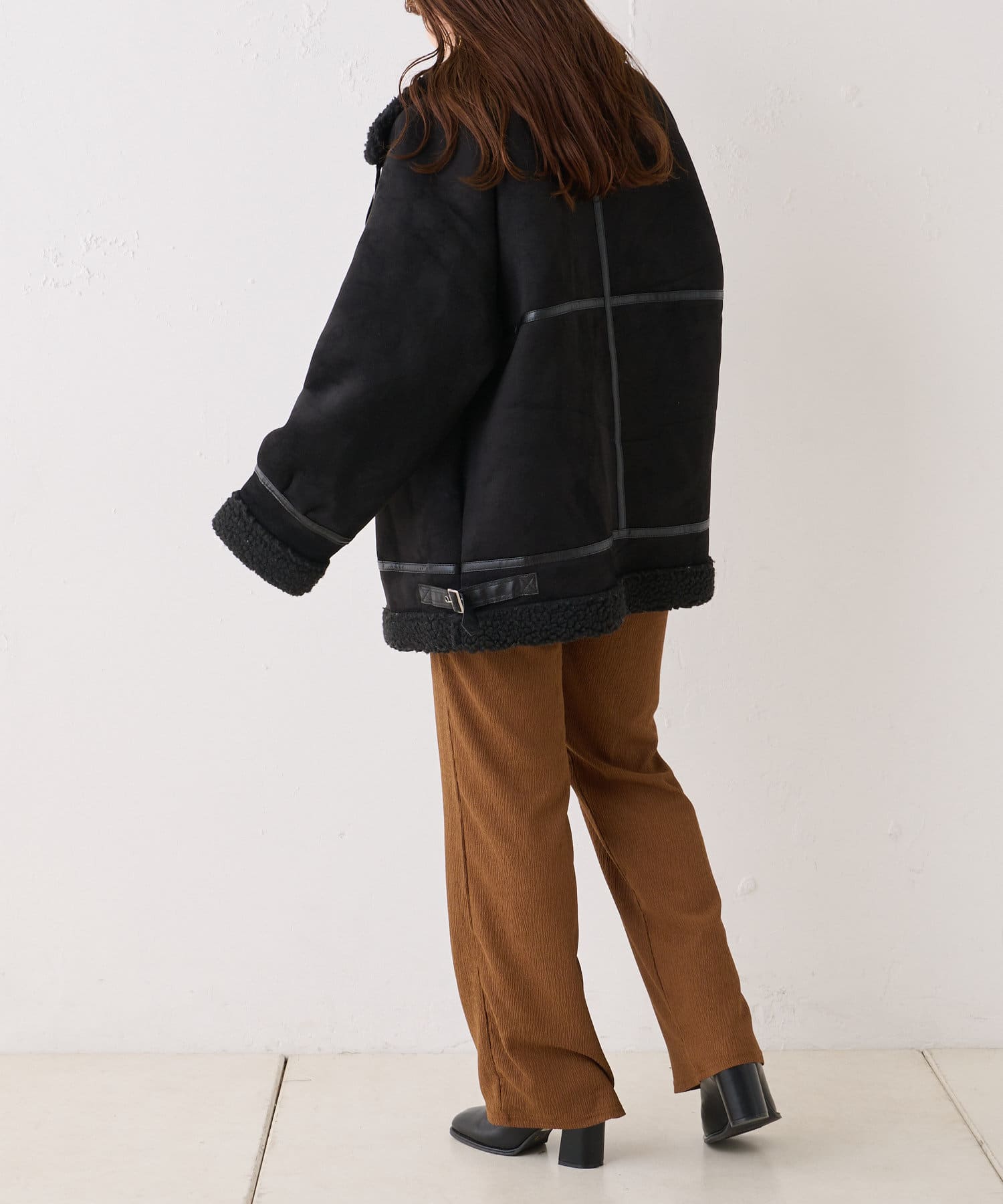 NICE CLAUP / OLIVE des OLIVE OUTLET(ナイスクラップ  / オリーブ デ オリーブ アウトレット) 【着回し抜群◎】フェイクムートンフライトジャケット