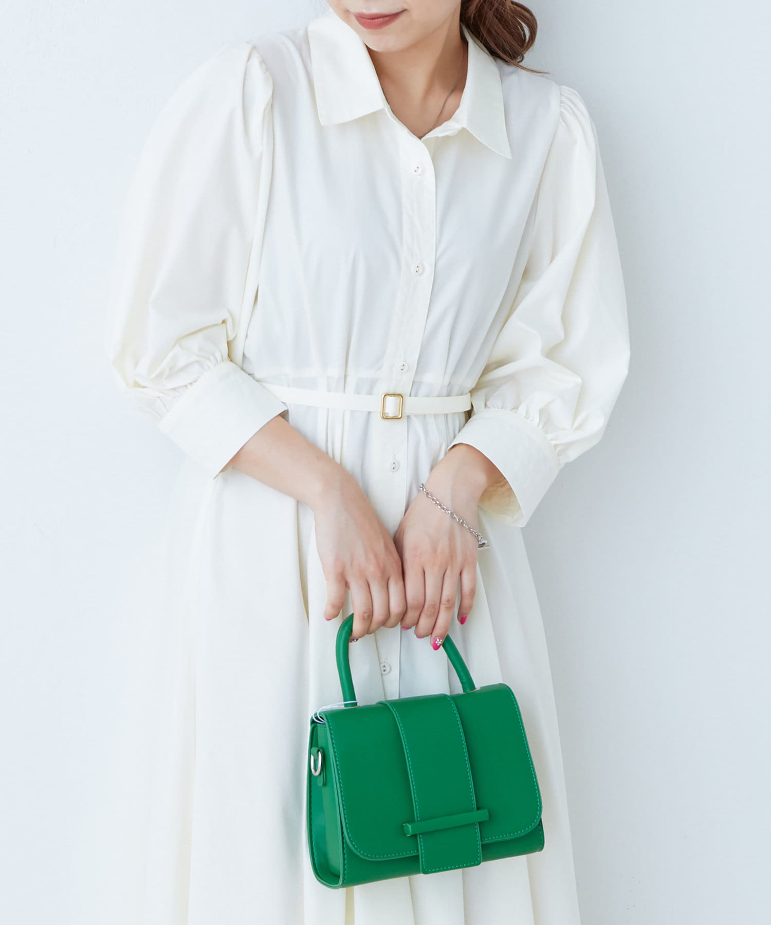 natural coutureプチナチュウエストシャーリングワンピース　Sサイズ プチナチュ】ウエストシャーリングワンピース | natural couture