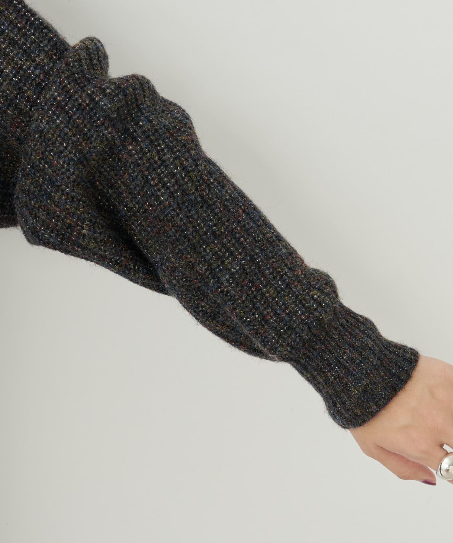 OUTLET(アウトレット) 【SHENERY】ラメ糸ZIPニットプルオーバー