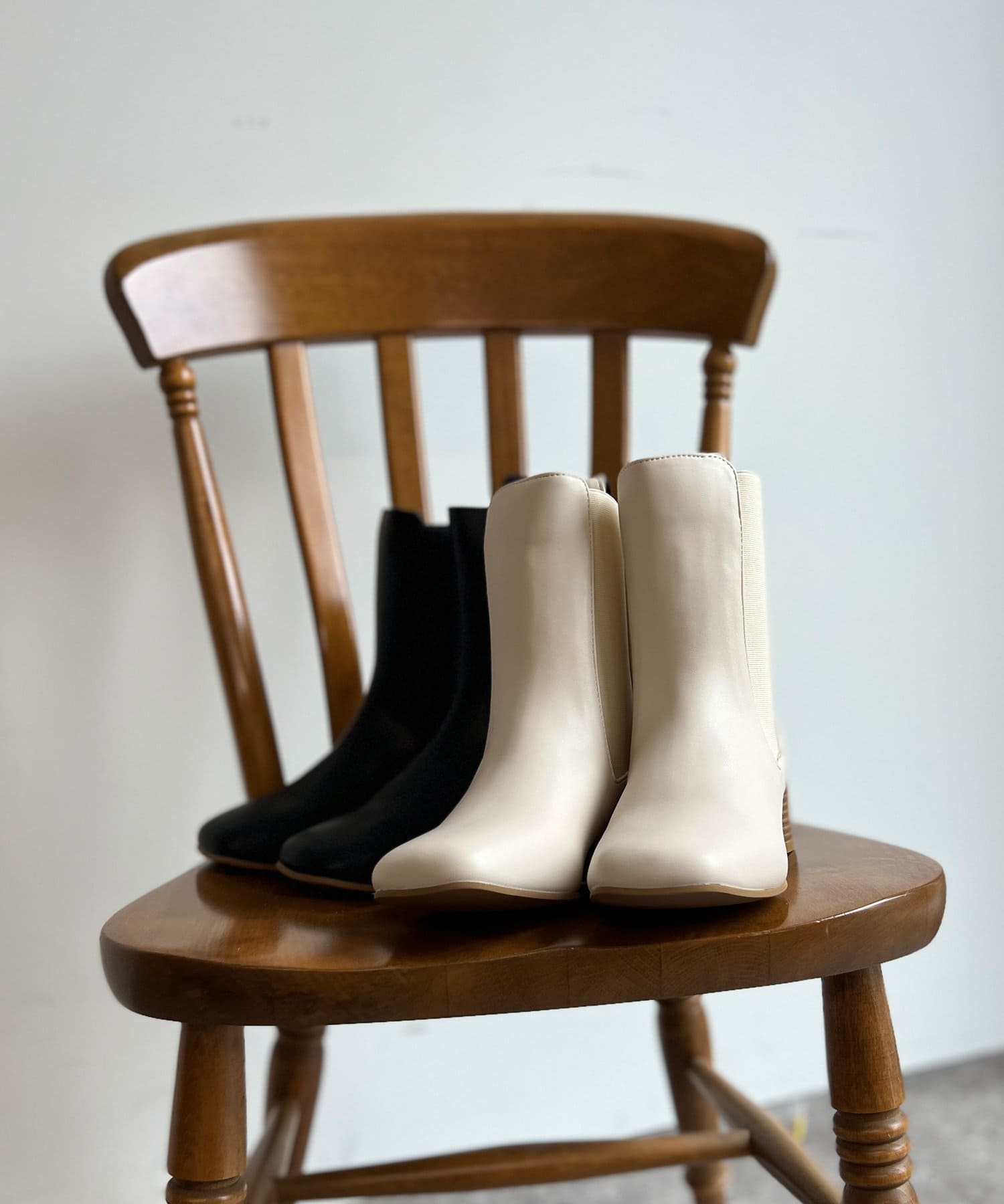 Chez toi(シェトワ) ウッドヒールサイドゴアブーツ