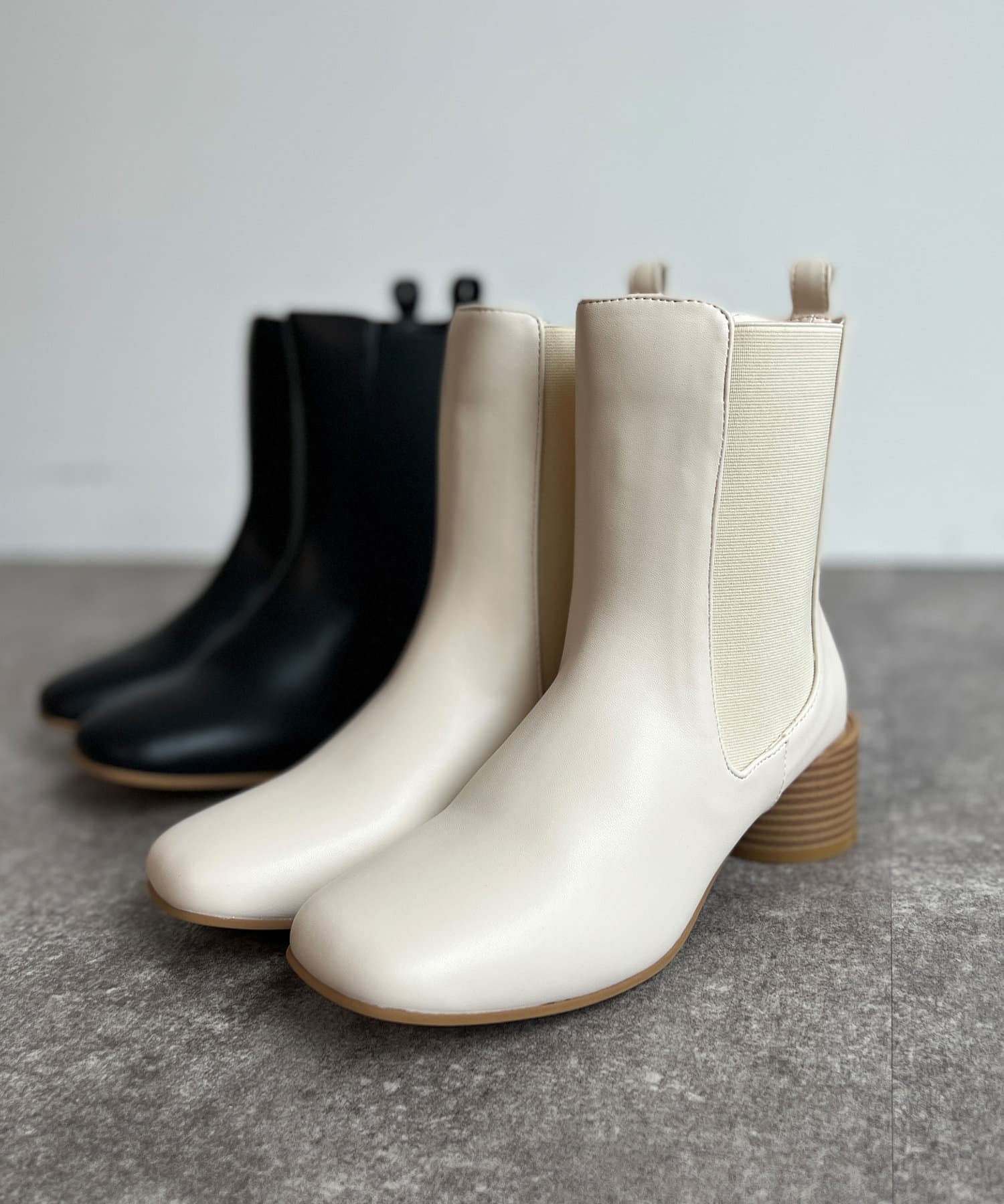 Chez toi(シェトワ) ウッドヒールサイドゴアブーツ