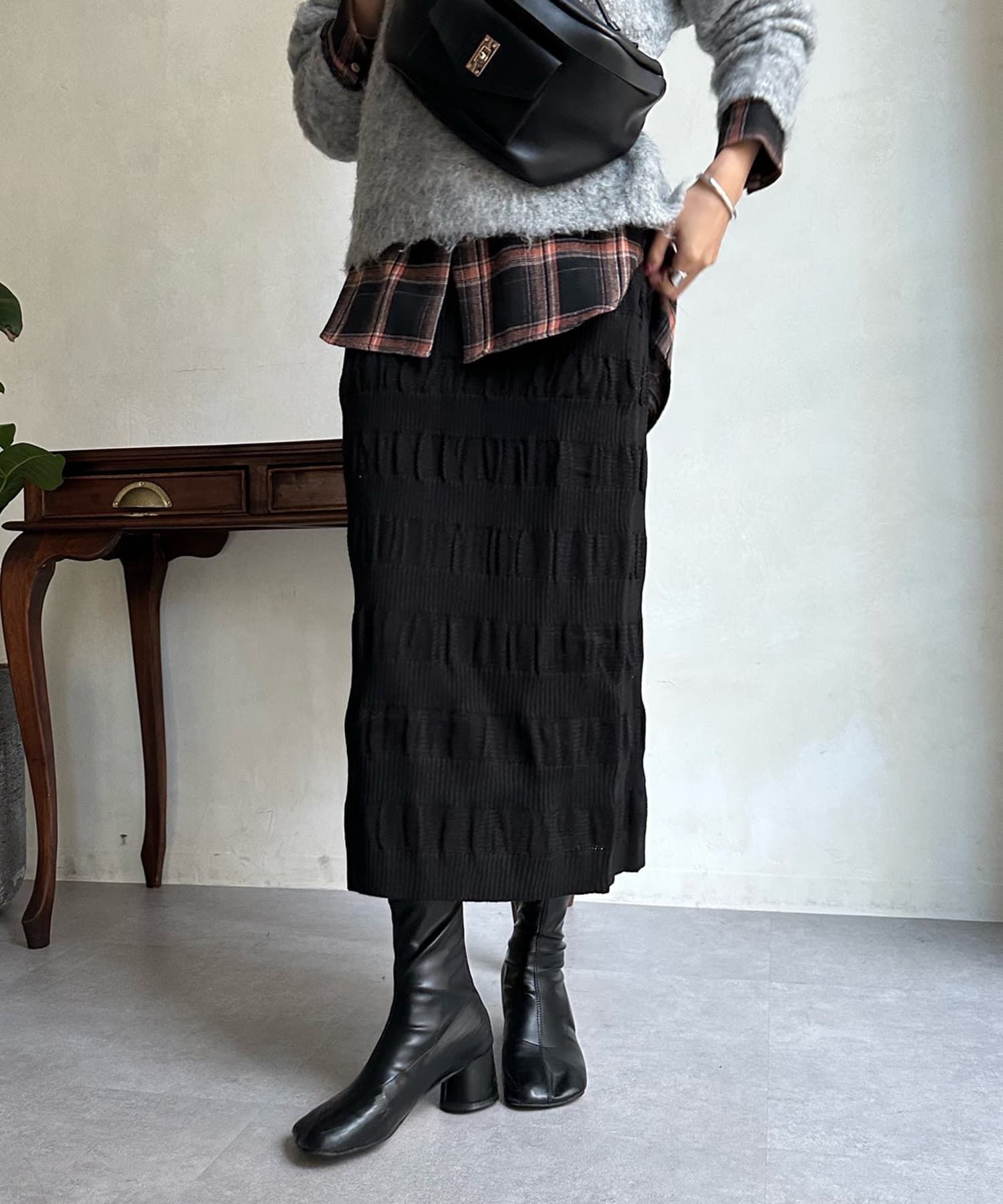DOUDOU(ドゥドゥ) 【WEB限定】メッシュ編みニットスカート