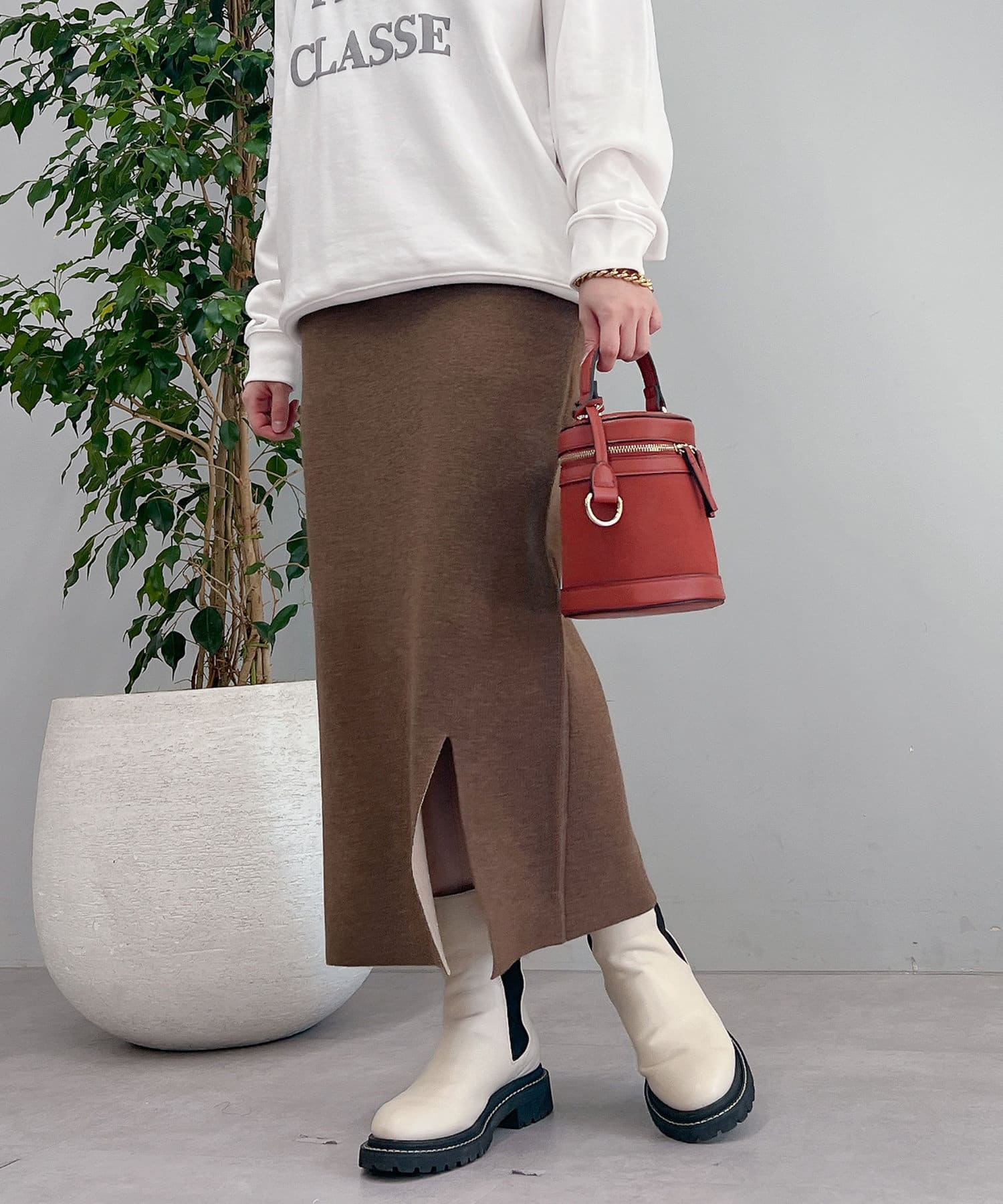 un dix cors(アンディコール) 【華ボトム】接結スリットナロースカート