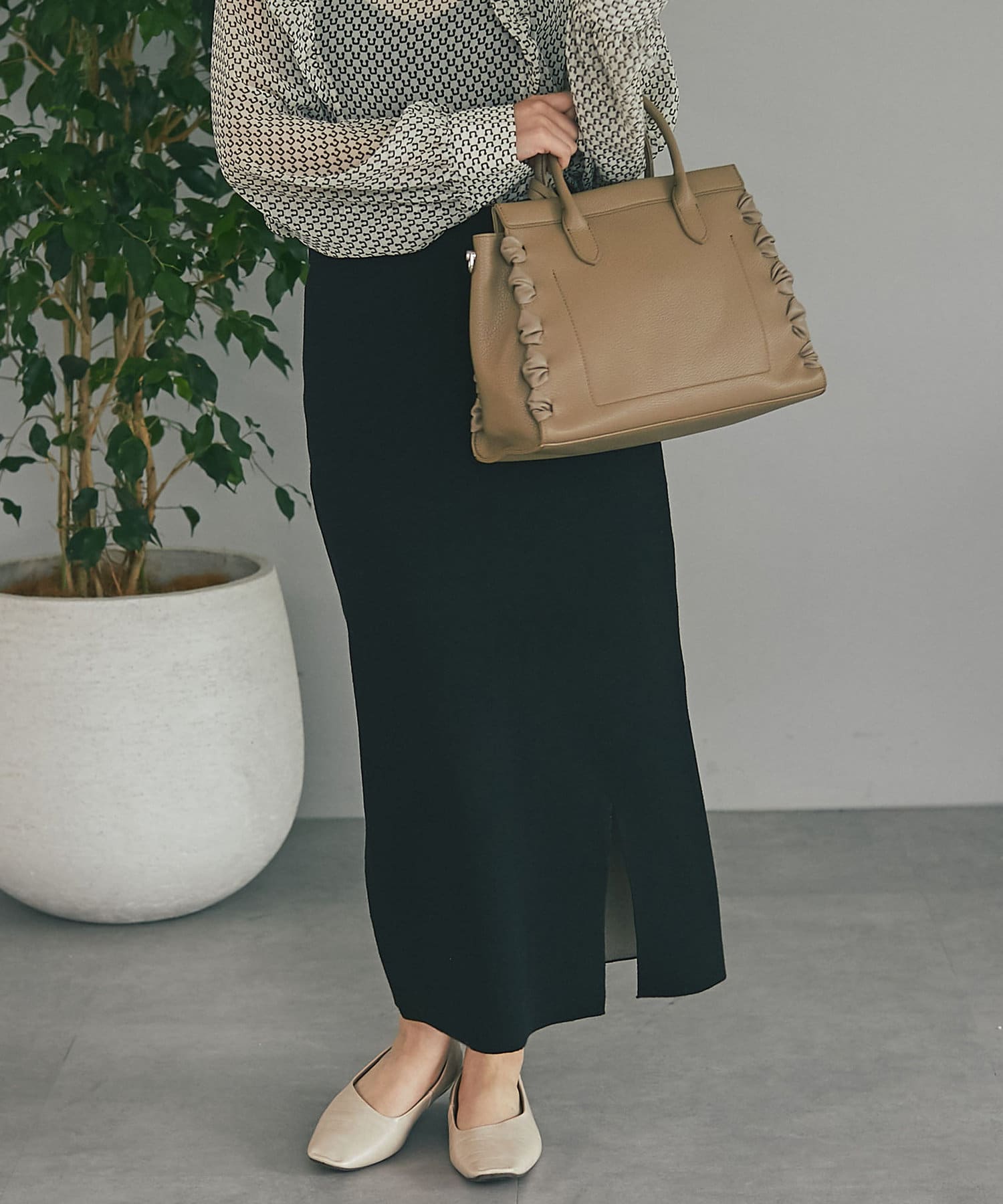 un dix cors(アンディコール) 【華ボトム】接結スリットナロースカート