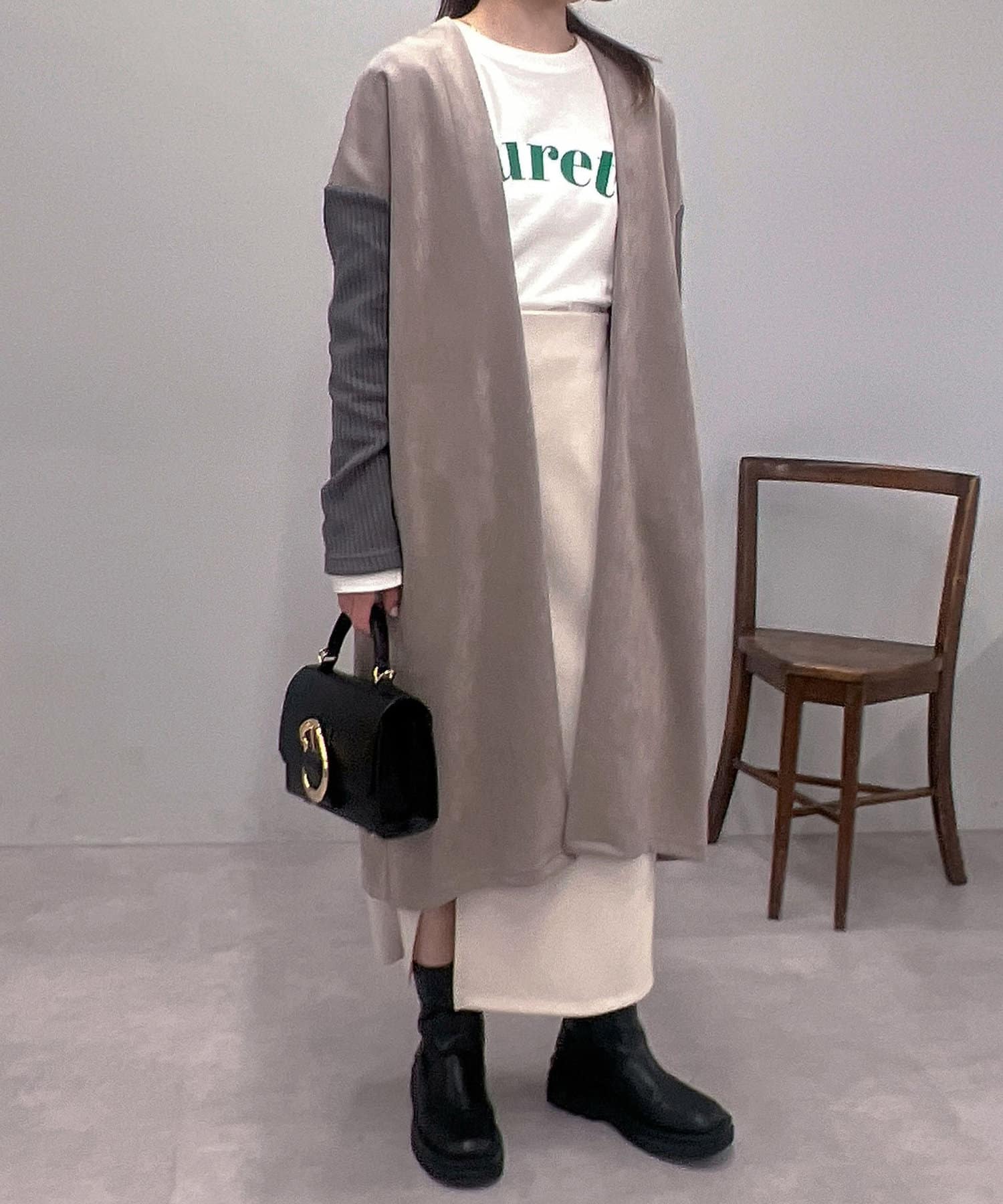 un dix cors(アンディコール) 【通勤にも活躍する】フェイクスエード×リブトッパーコート